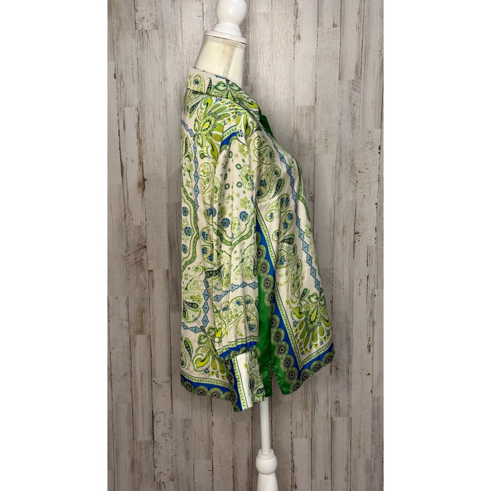 Zara Zara Women's Paisley Print Button-Up Blouse Green Blue Small Size S / US 4 / IT 40 - 3 Thumbnail