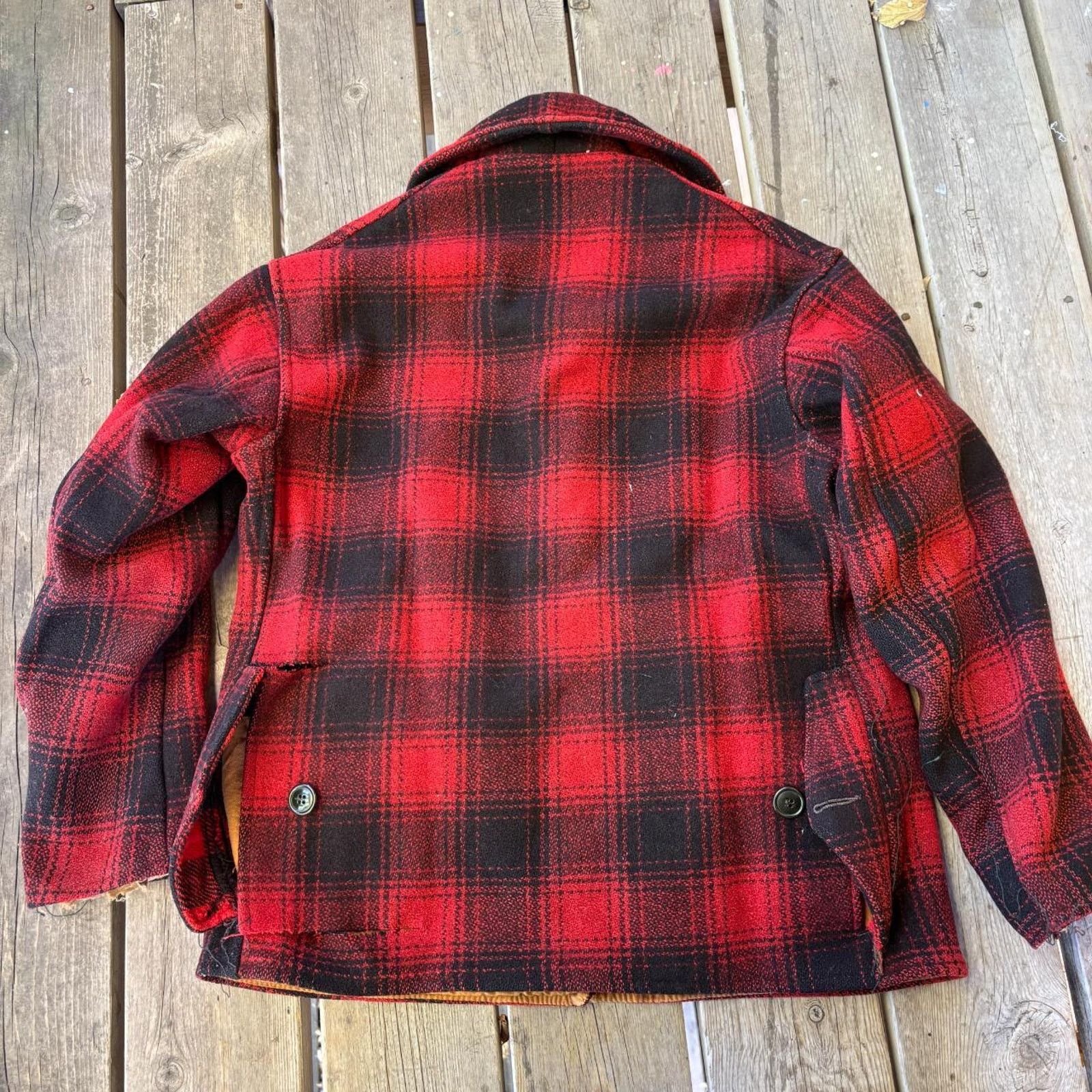Vintage Red and black 1960s plaid wool flannel penney's winter coat Size US L / EU 52-54 / 3 - 6 Thumbnail