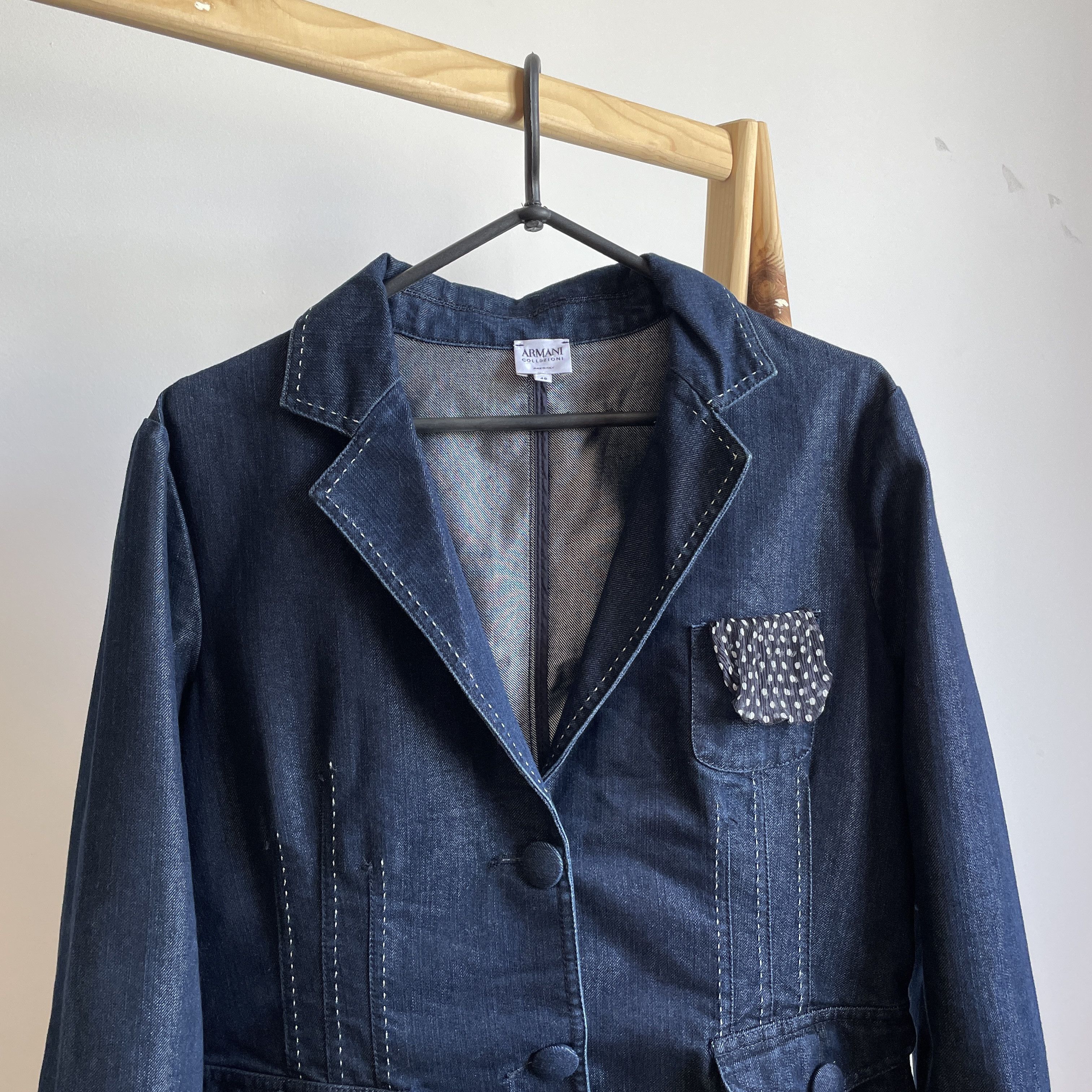 Armani Collezioni Armani Collezioni Womens Denim Blazer Size IT 48 Size XL / US 12-14 / IT 48-50 - 3 Thumbnail