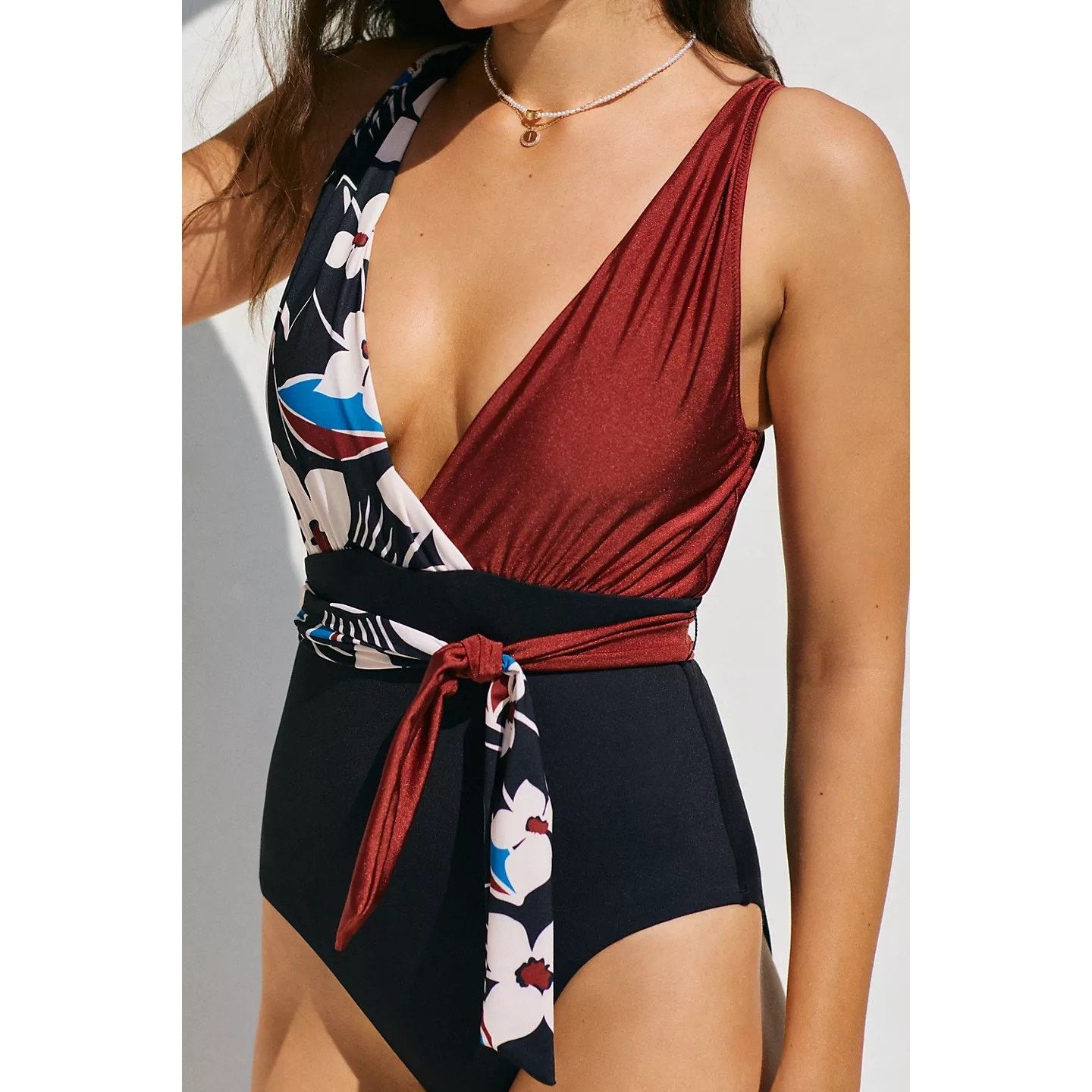 Anthropologie Sanctuary Tie-Front Plunge One-Piece Small