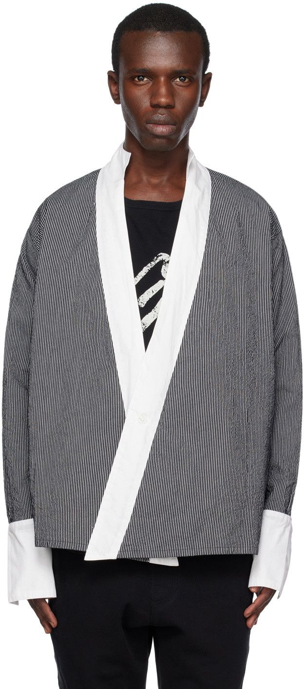 Greg Lauren $950 Greg Lauren Black/White Pinstripe Winged GL1 Size US M / EU 48-50 / 2 - 1 Thumbnail
