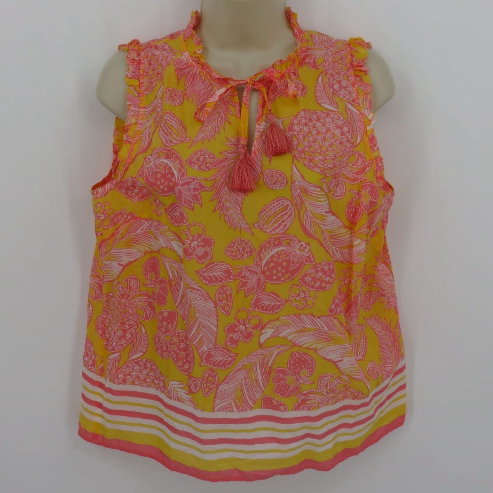 Talbots Talbots Women Medium Petite MP Pink Orange Tropical Fruit Leaf Blouse Shirt NEW Size M / US 6-8 / IT 42-44 - 8 Thumbnail