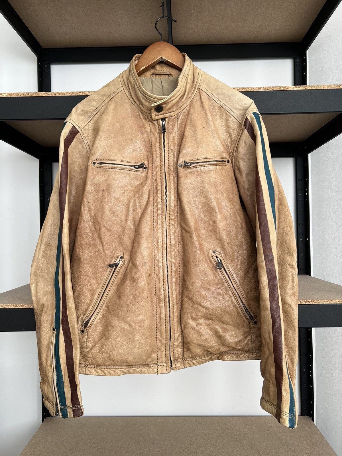 Strellson Strellson Moto Racing Faded Leather Jacket Sz 52 Size US L / EU 52-54 / 3 - 1 Thumbnail