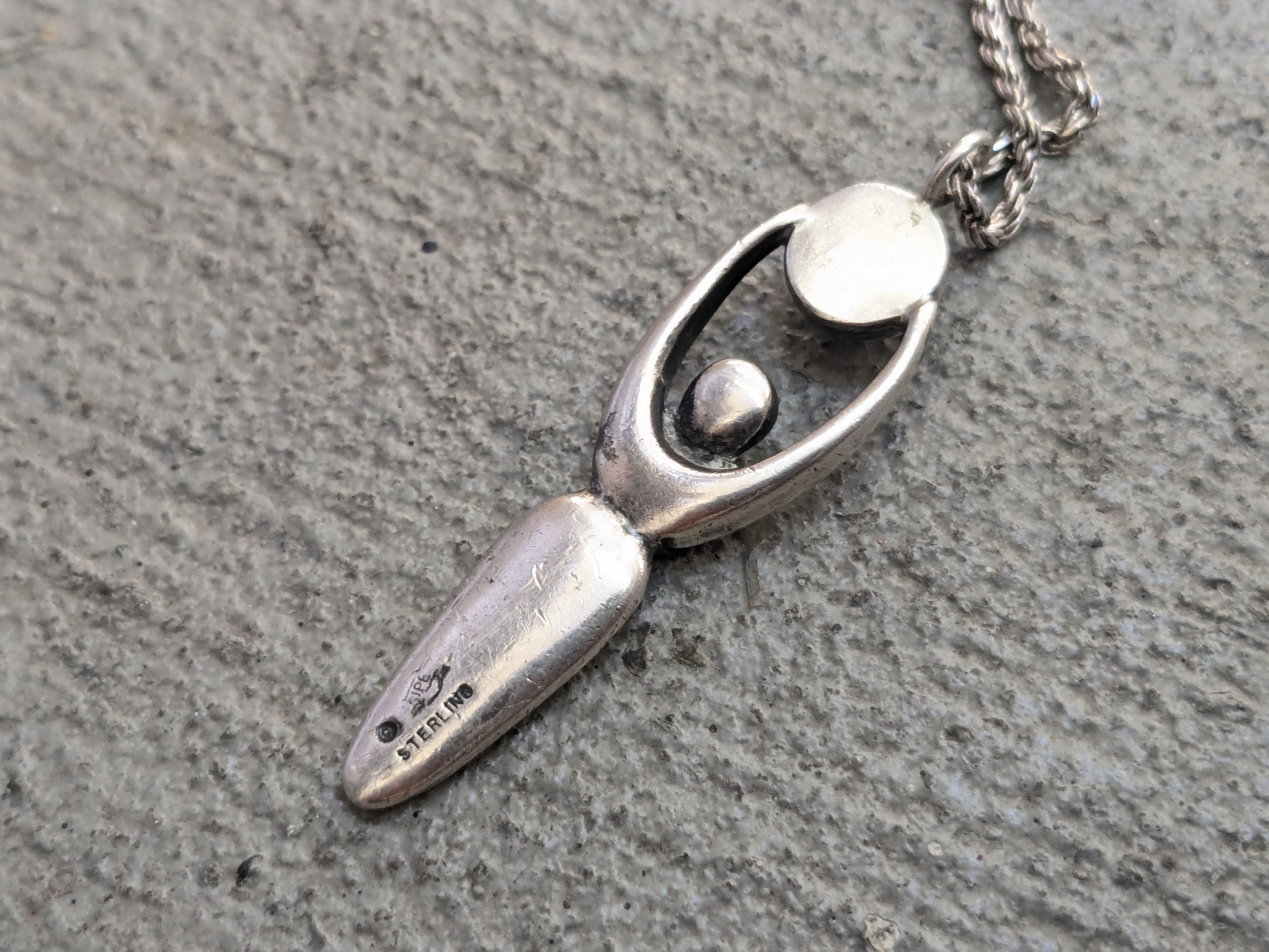 Sterling Silver Vintage Sterling Silver Necklace Garnet Earth Goddess 30" Size ONE SIZE - 4 Thumbnail