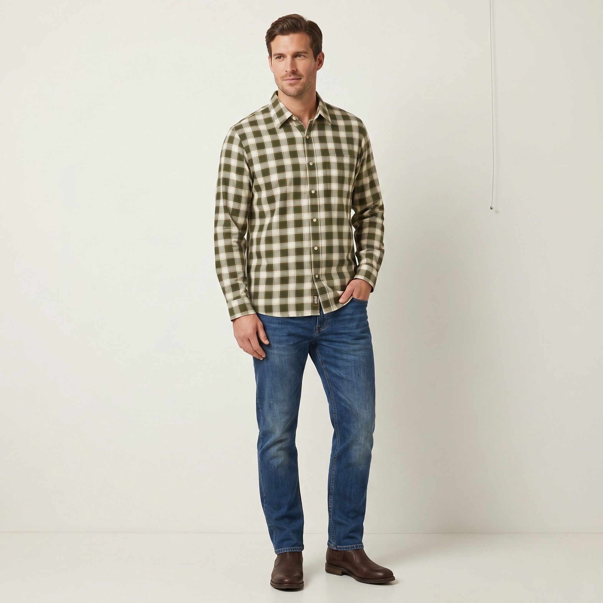 Timberland Timberland Men XL Casual Shirt Green Check 1952 Size US XL / EU 56 / 4 - 1 Thumbnail
