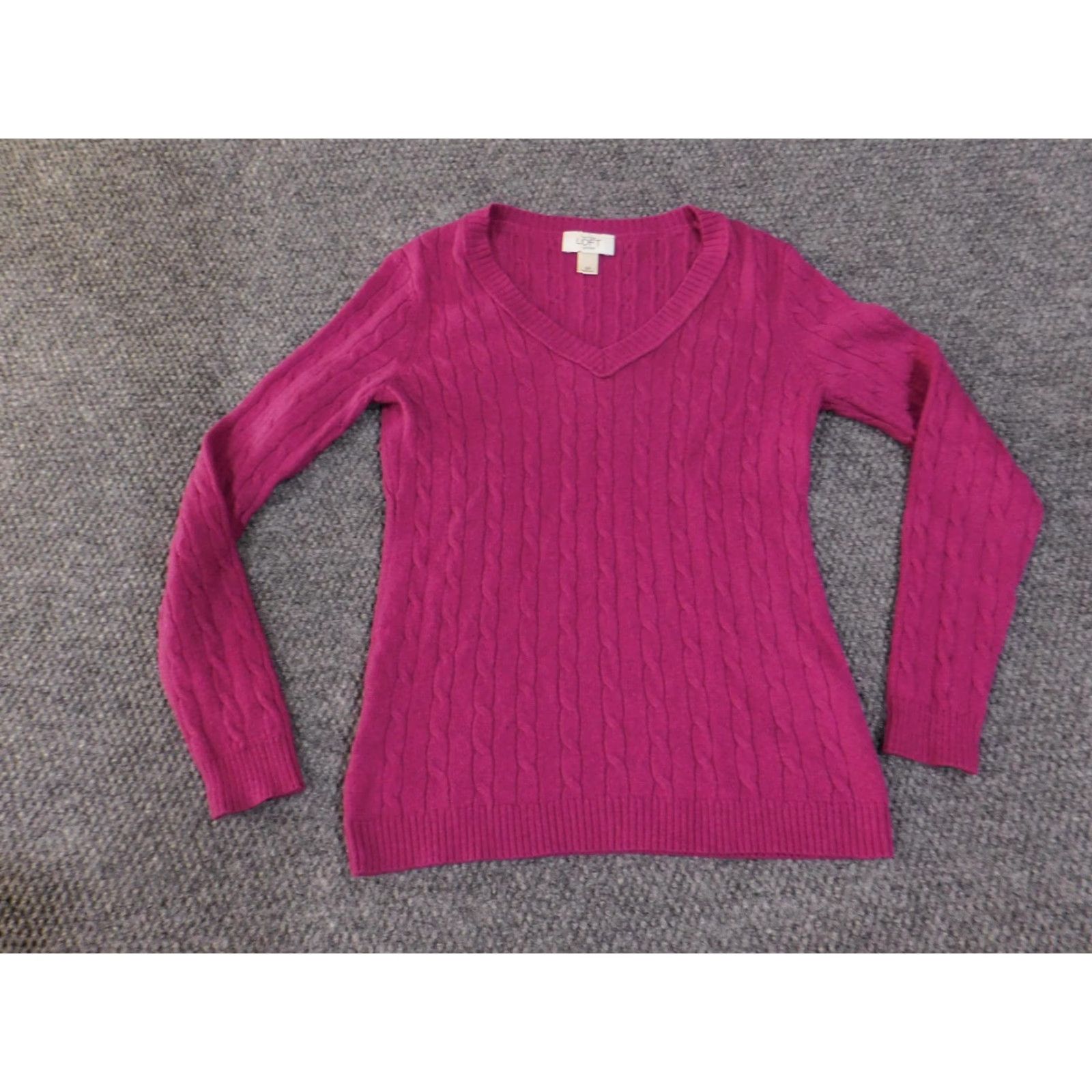 Loft LOFT Ann Taylor Sweater Womens Small Petite Pink Cable Knit Pullover Rabbit Hair Size S / US 4 / IT 40 - 3 Thumbnail