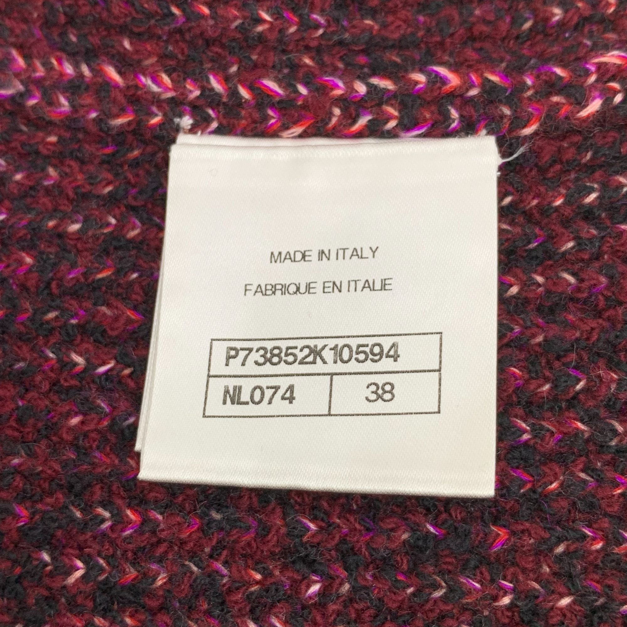 Chanel Chanel Rose Red Checkered Cashmere & Wool Blend V-Neck Knitt Size S / US 4 / IT 40 - 4 Thumbnail