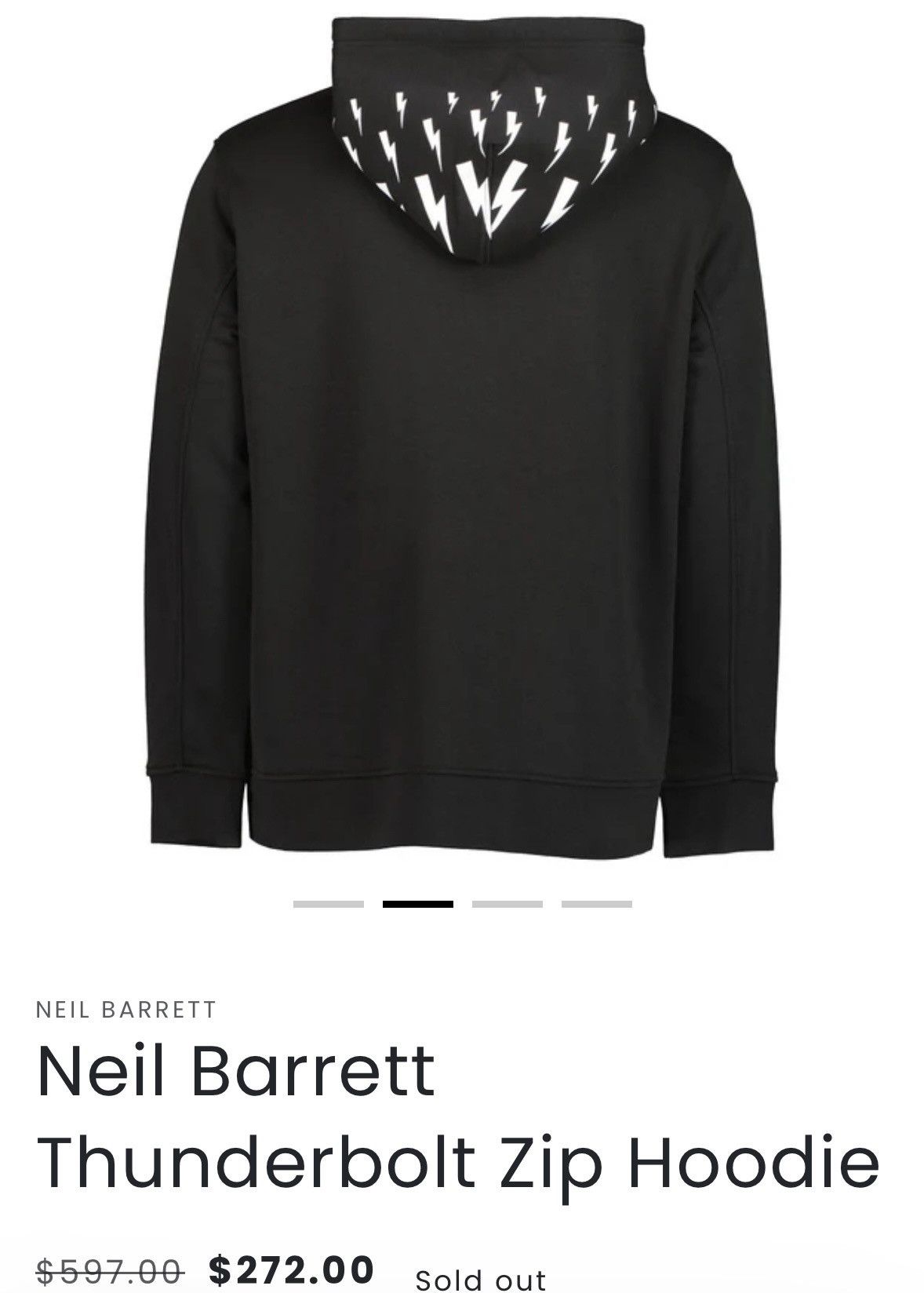 Neil Barrett Neil Barrett Thunderbolt Zip Hoodie M Size US M / EU 48-50 / 2 - 6 Thumbnail