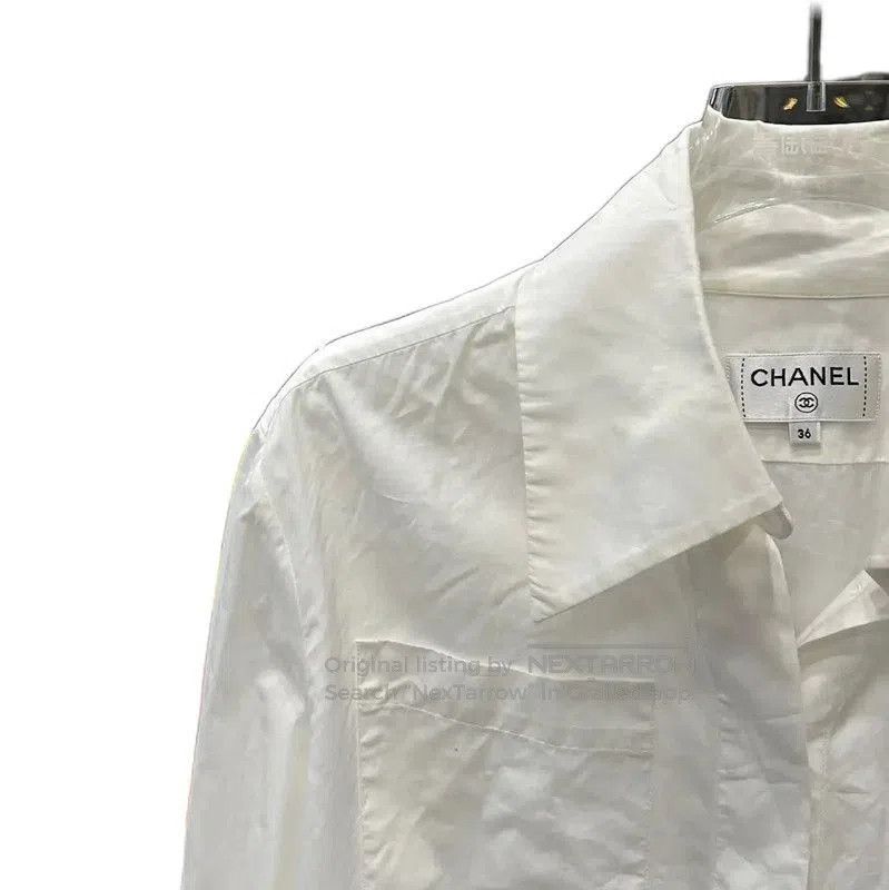Chanel Chanel White Cotton Long Sleeve Shirt . Size S / US 4 / IT 40 - 3 Thumbnail