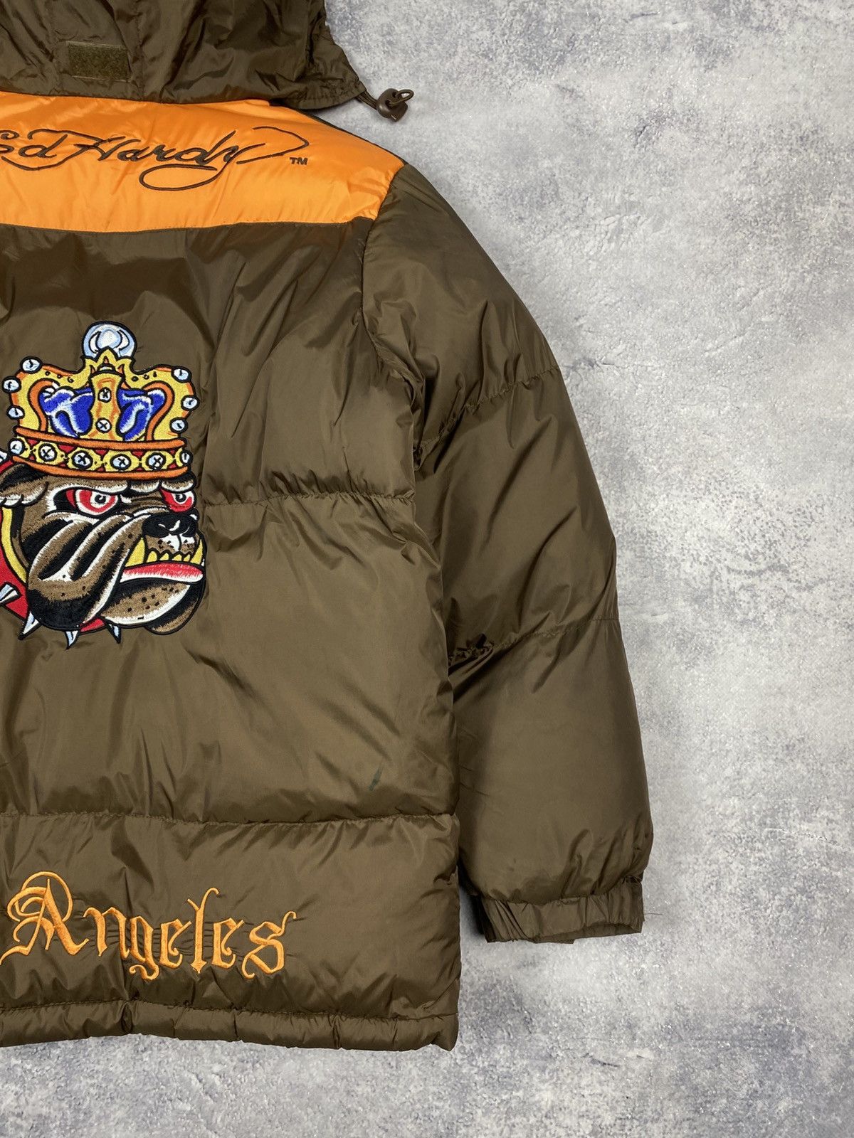 Ed Hardy Ed Hardy by Christian Audigier Y2K Boys Puffer Jacket Brown Size US XXS / EU 40 - 10 Thumbnail