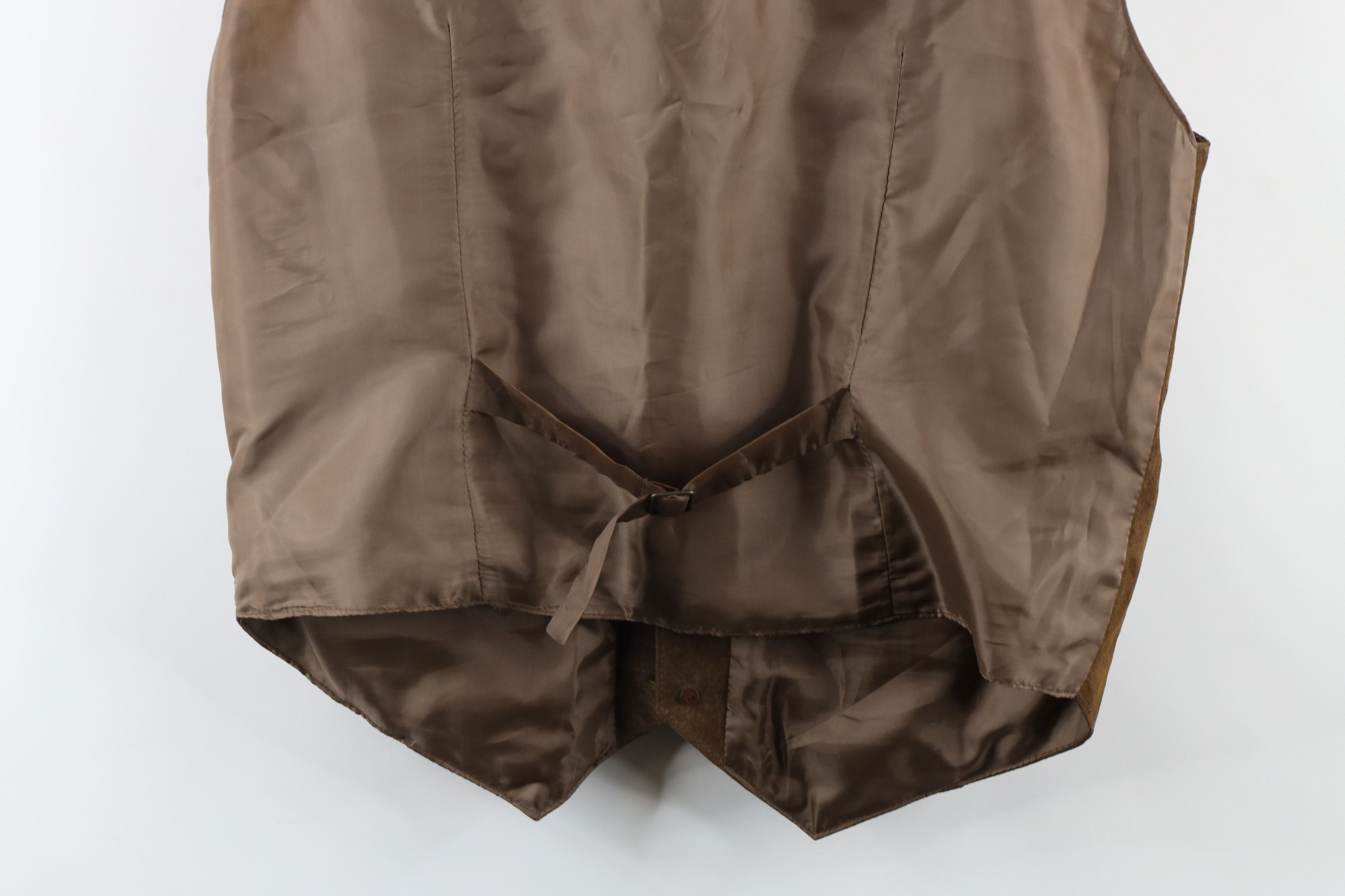 Vintage Vintage 90s Streetwear Leather Buckle Back Vest Jacket Brown Size US L / EU 52-54 / 3 - 13 Thumbnail