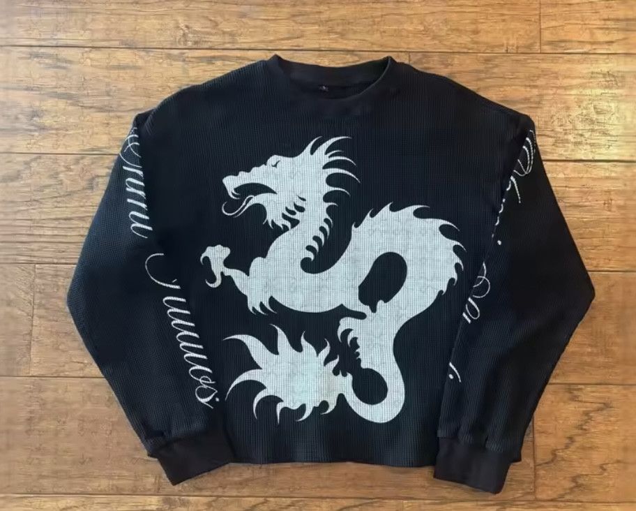 Other Y2K Goth Dark Retro Black Dragon Punk Sweater Sweatshirt Size US XL / EU 56 / 4 - 3 Thumbnail