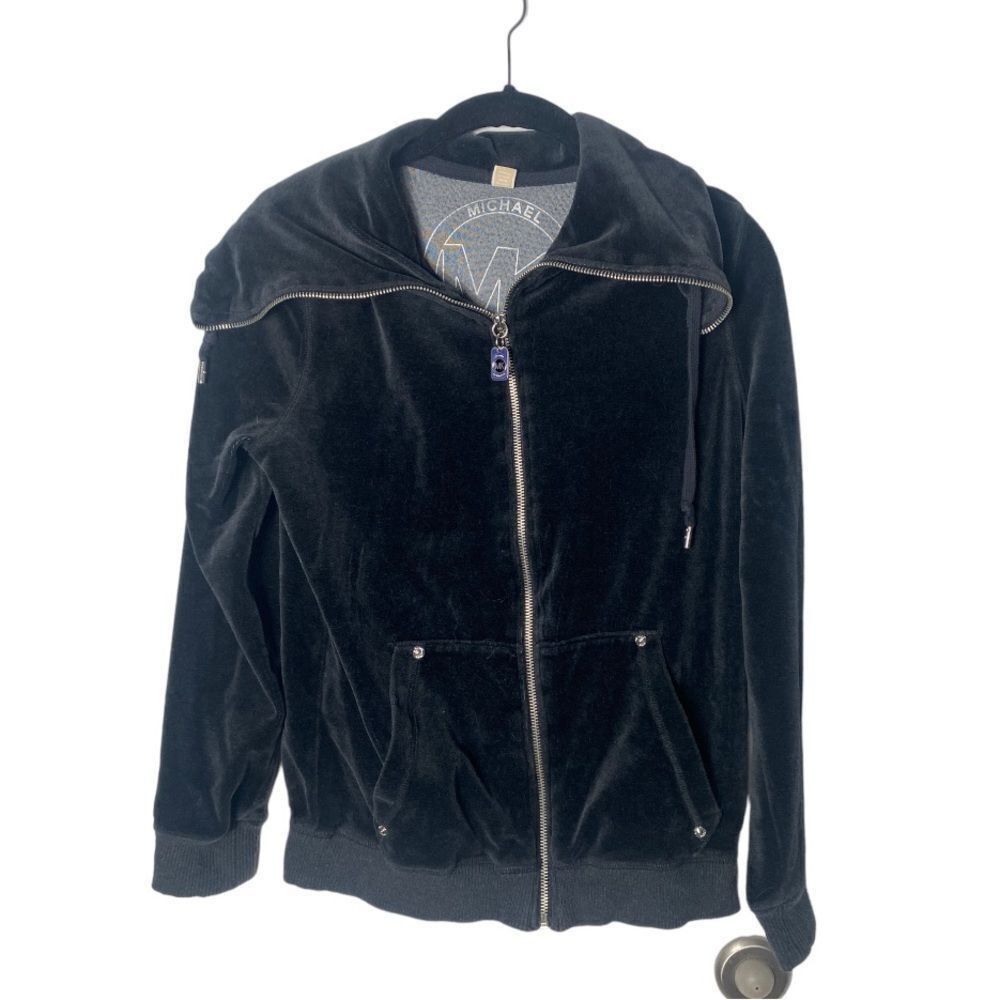 Michael Kors Michael Kors Black Velour Zip Up Sweatshirt Women’s Size M M Size M / US 6-8 / IT 42-44 - 3 Thumbnail