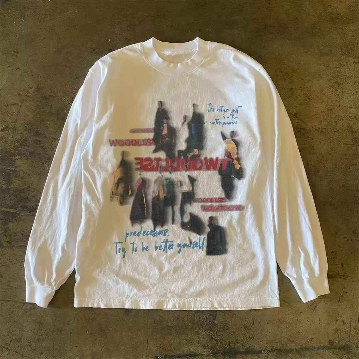 Vintage White Washed Vintage Street Hip-Hop Long-Sleeve T-Shirt Size US M / EU 48-50 / 2 - 1 Thumbnail