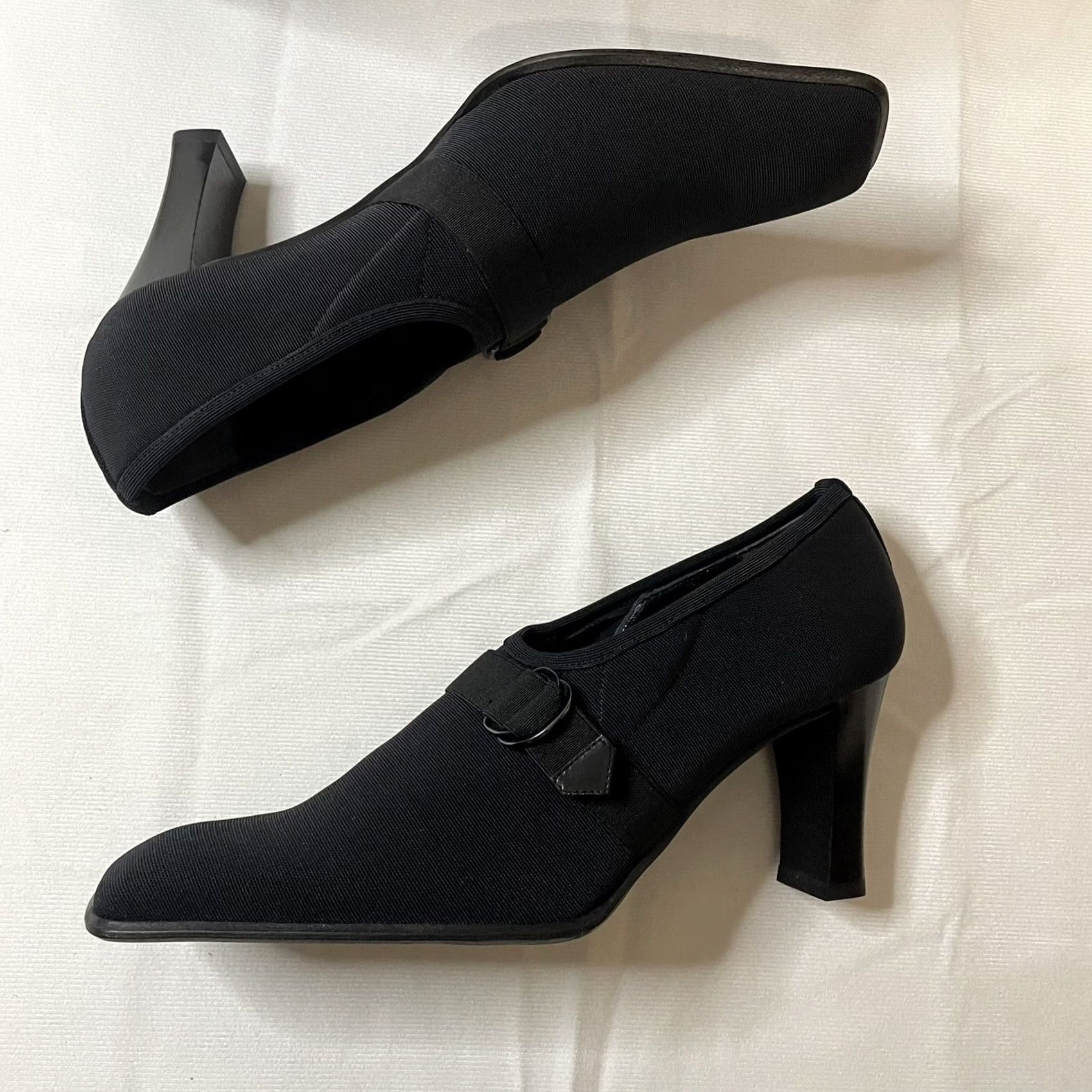 Vintage VINTAGE Sesto Meucci Pumps Heel Women's 7.5 M Black Leather Suede Pointed Toe Knit Stretch Buckle 3" Pump Shoes Size M / US 6-8 / IT 42-44 - 5 Thumbnail