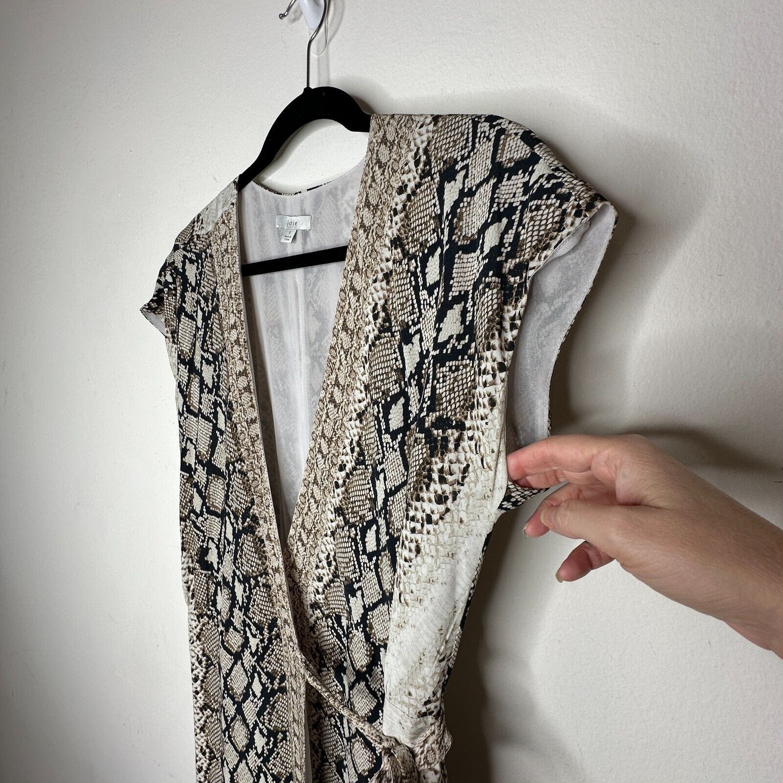 Joie Joie Porcelain Bethwyn C Snakeskin Wrap A-Line Dress SM Size S / US 4 / IT 40 - 5 Thumbnail