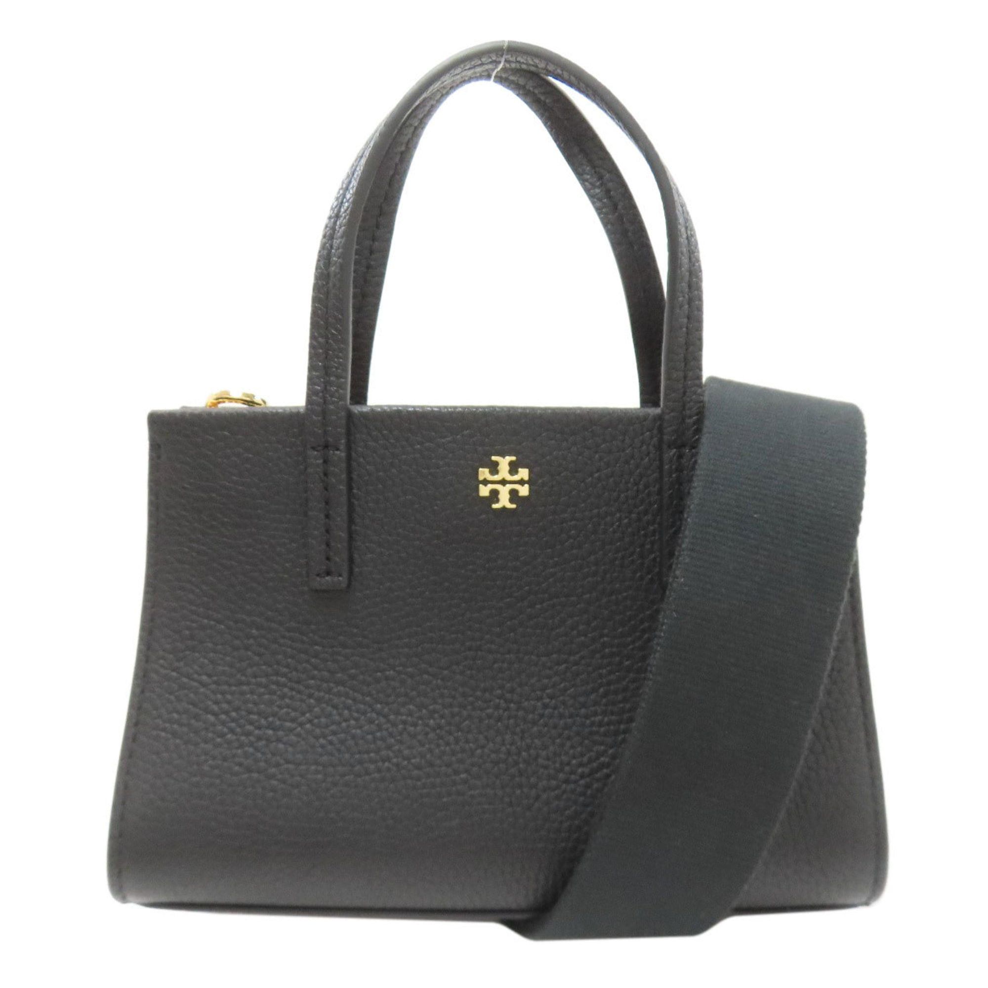 Tory Burch Logo Shoulder Bag Leather Women's in Black