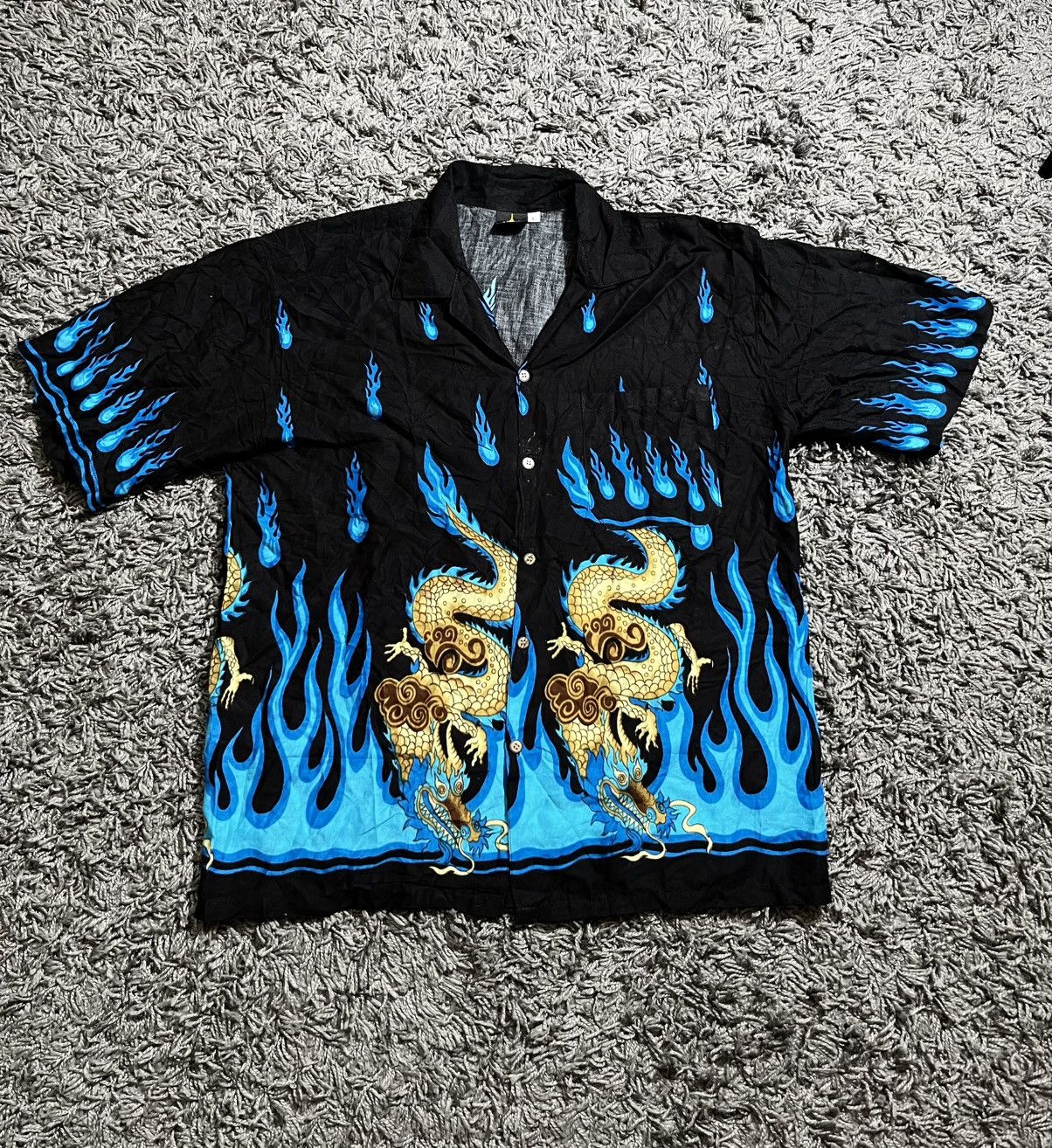 Other VINTAGE 2000s HAWAIIAN SHIRT JAPAN STYLE DRAGON INFERNO Size US L / EU 52-54 / 3 - 1 Thumbnail