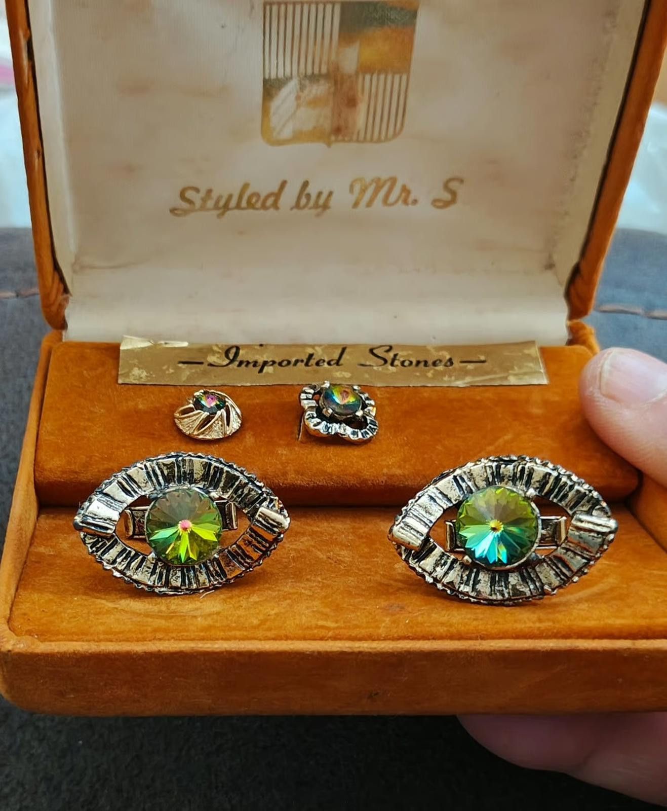 Other Mr. S Iridescent Rivoli Rhinestone cufflink tie stud set Size ONE SIZE - 3 Thumbnail