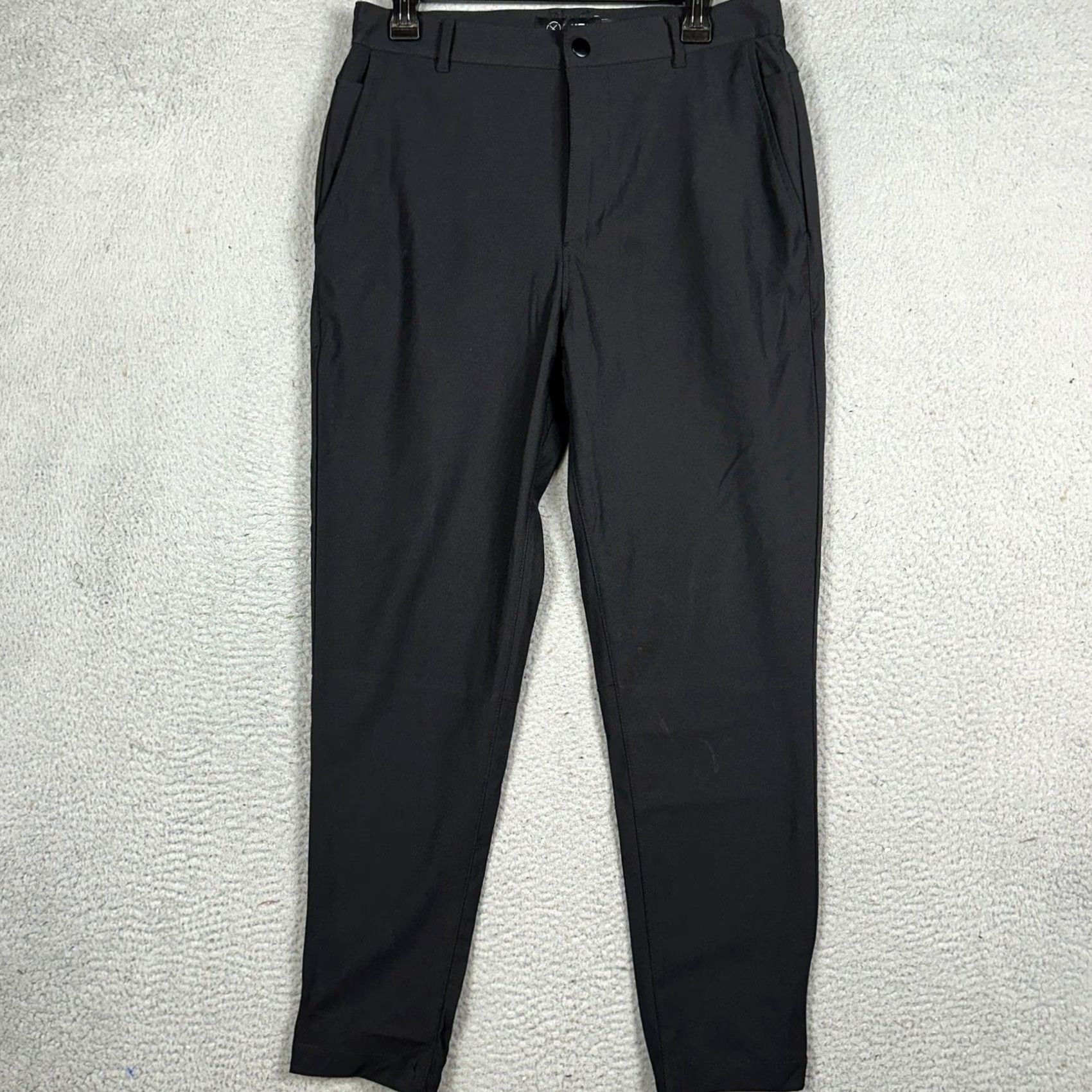 UES Clothing Cuts AO Jogger Pants Mens Large Black Chino Slim Tapered Flat Front Button Zip Pocket Modern Office Travel Mens Size US 33 - 2 Thumbnail