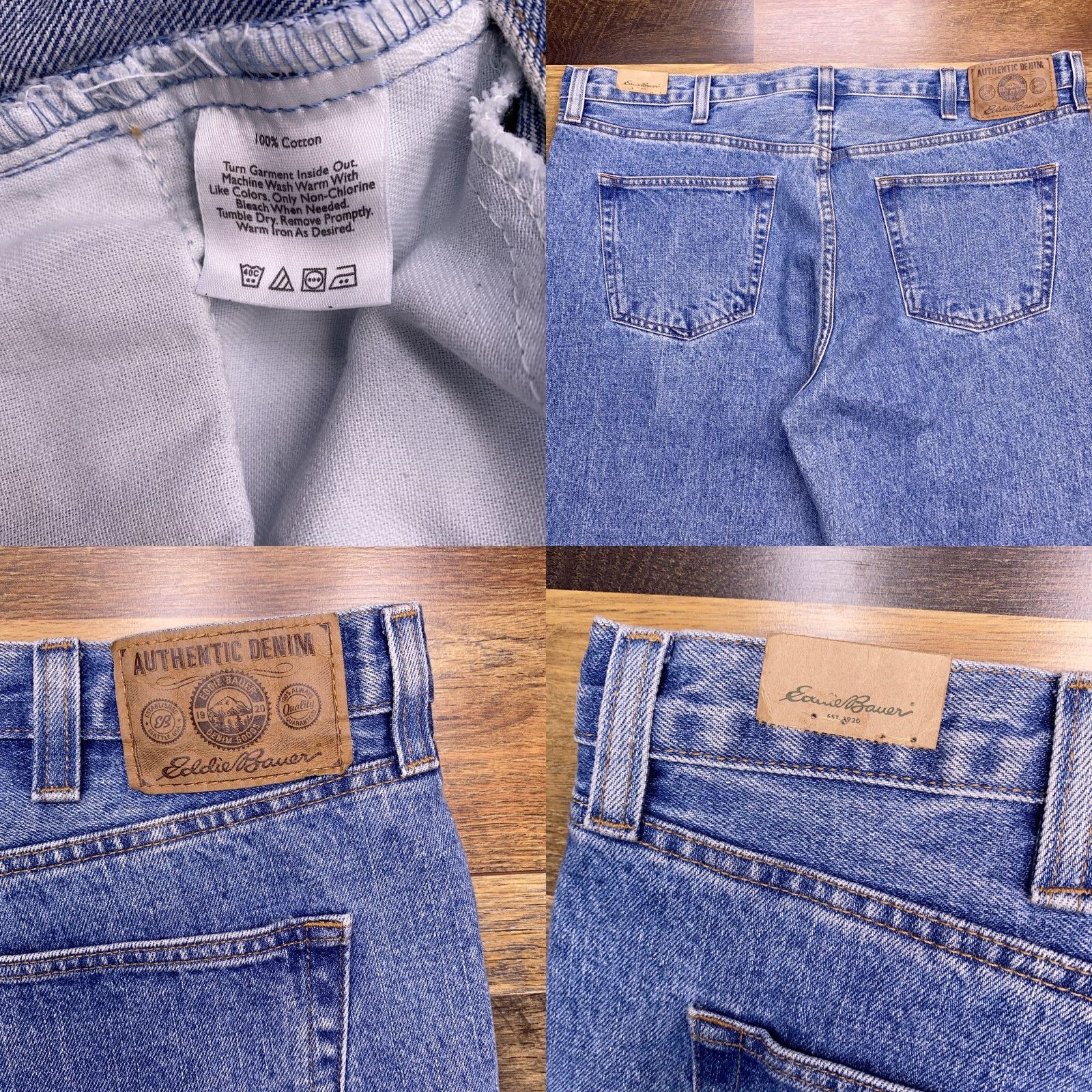 Eddie Bauer Eddie Bauer Jeans Mens 42x32 Relaxed Fit Stone Washed Blue Denim Logo 5-Pocket Straight Medium Wash Size US 42 / EU 58 - 8 Thumbnail