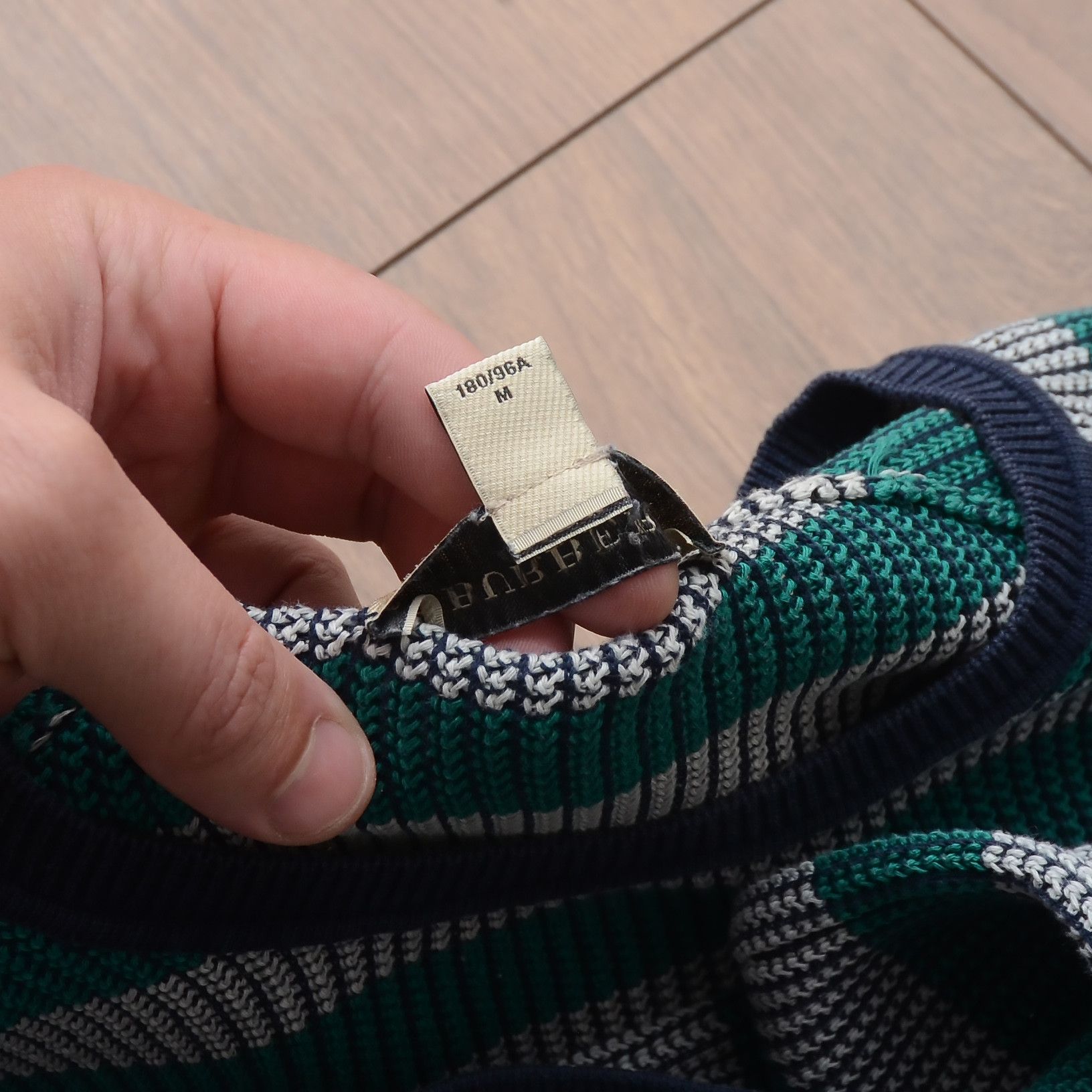 Burberry Burberry Striped Sweater Knit Green Gray Men's Crewneck Size US M / EU 48-50 / 2 - 15 Thumbnail