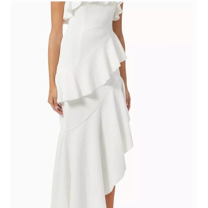 ELLIATT Asymmetrical Elliatt Costus White Strapless Ruffle Dress For Size XS / US 0-2 / IT 36-38 - 3 Thumbnail