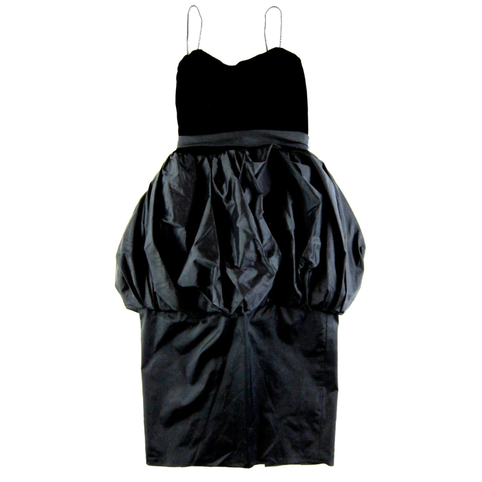 Velvet VTG Christa New York Black Velvet Satin Diamond Puff Midi Party Cocktail Dress M Size M / US 6-8 / IT 42-44 - 2 Thumbnail