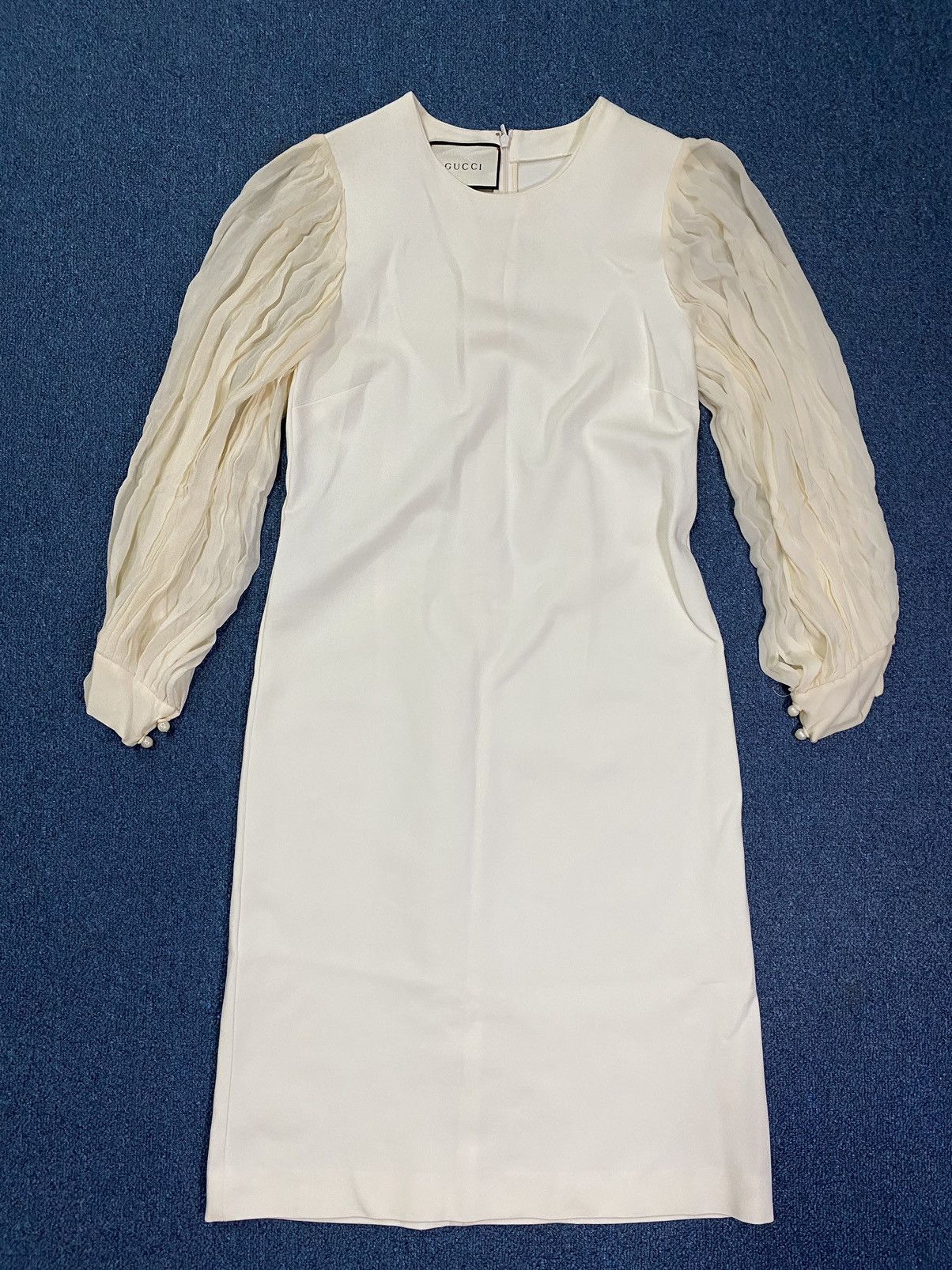 Gucci Gucci White Ivory Dress with Sheer Sleeves Size M / US 6-8 / IT 42-44 - 1 Thumbnail