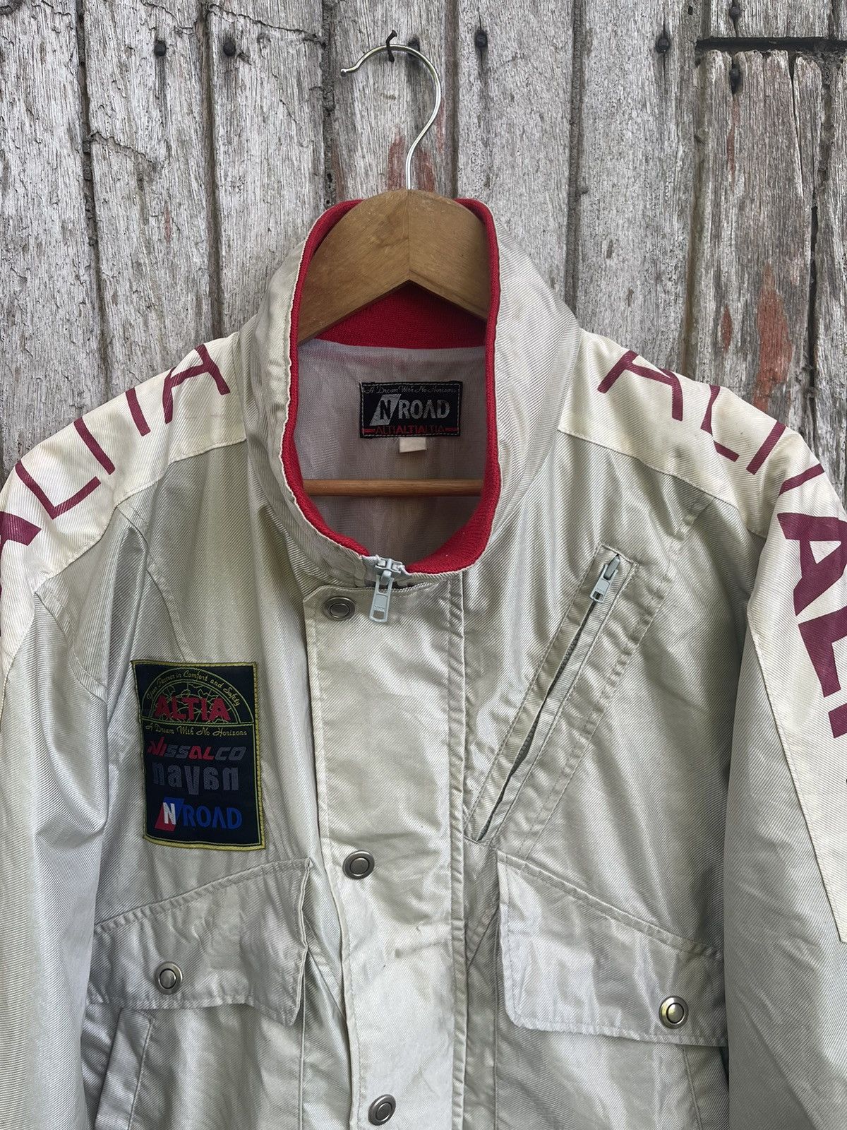 Japanese Brand × Vintage Vintage Altia Racing Jacket by N’ROAD – Grey/Red, Size L Size US M / EU 48-50 / 2 - 2 Thumbnail
