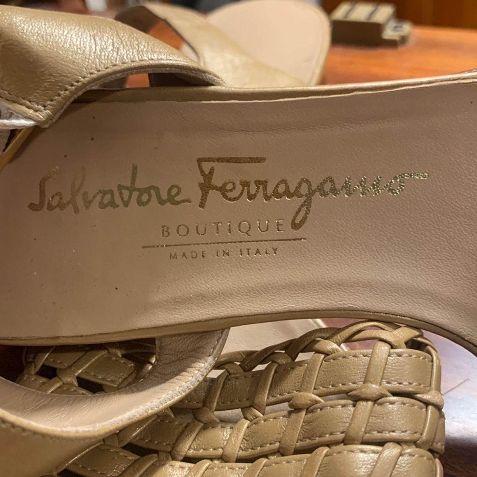 Salvatore Ferragamo Salvatore Ferragamo woven metallic tan beige sandals Size US 8.5 / IT 38.5 - 3 Thumbnail