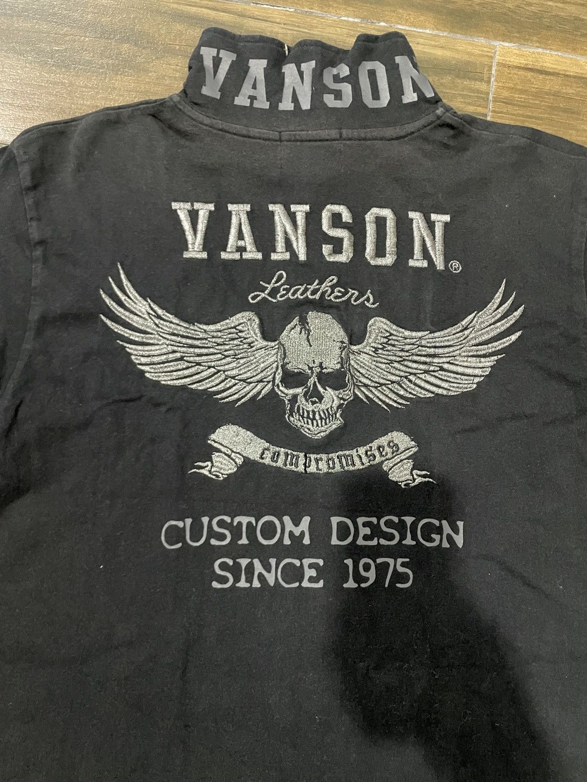 Japanese Brand Vanson Leather embroidery sun faded polo tee Size US M / EU 48-50 / 2 - 3 Thumbnail