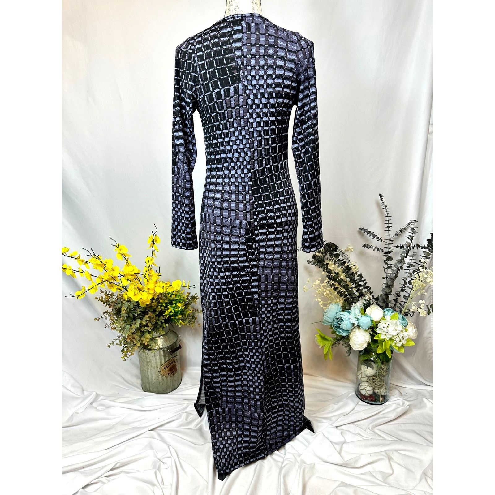Other 24seven Comfort Side Slit Geometric Maxi Dress Blue Multi M Size M / US 6-8 / IT 42-44 - 8 Thumbnail