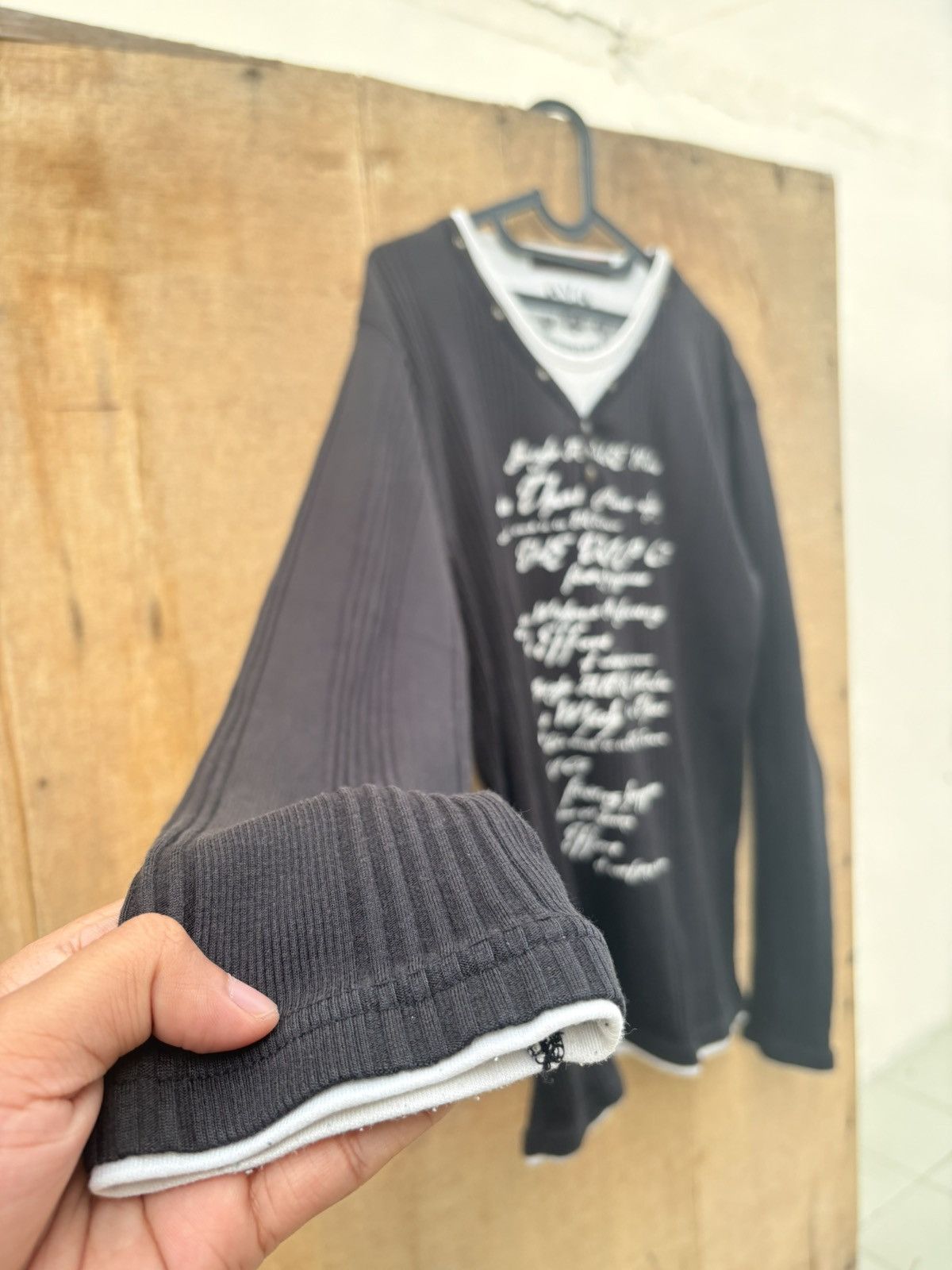 Japanese Brand Age core double layer poem longsleeve ifsixwasnine lgb style Size US L / EU 52-54 / 3 - 3 Thumbnail