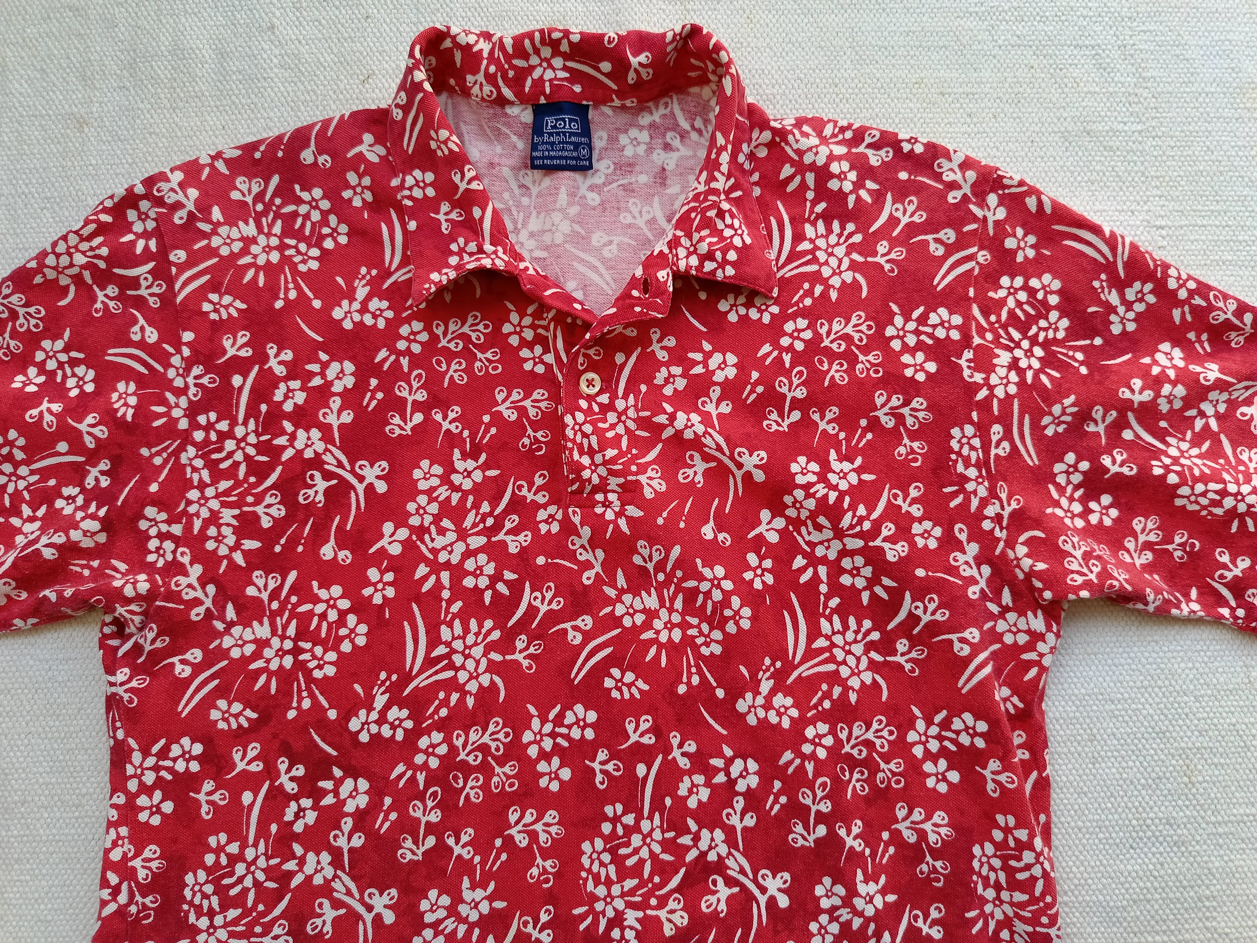 Polo Ralph Lauren POLO Ralph Lauren floral red 90's rare Madagascar shirt Size US S / EU 44-46 / 1 - 8 Thumbnail