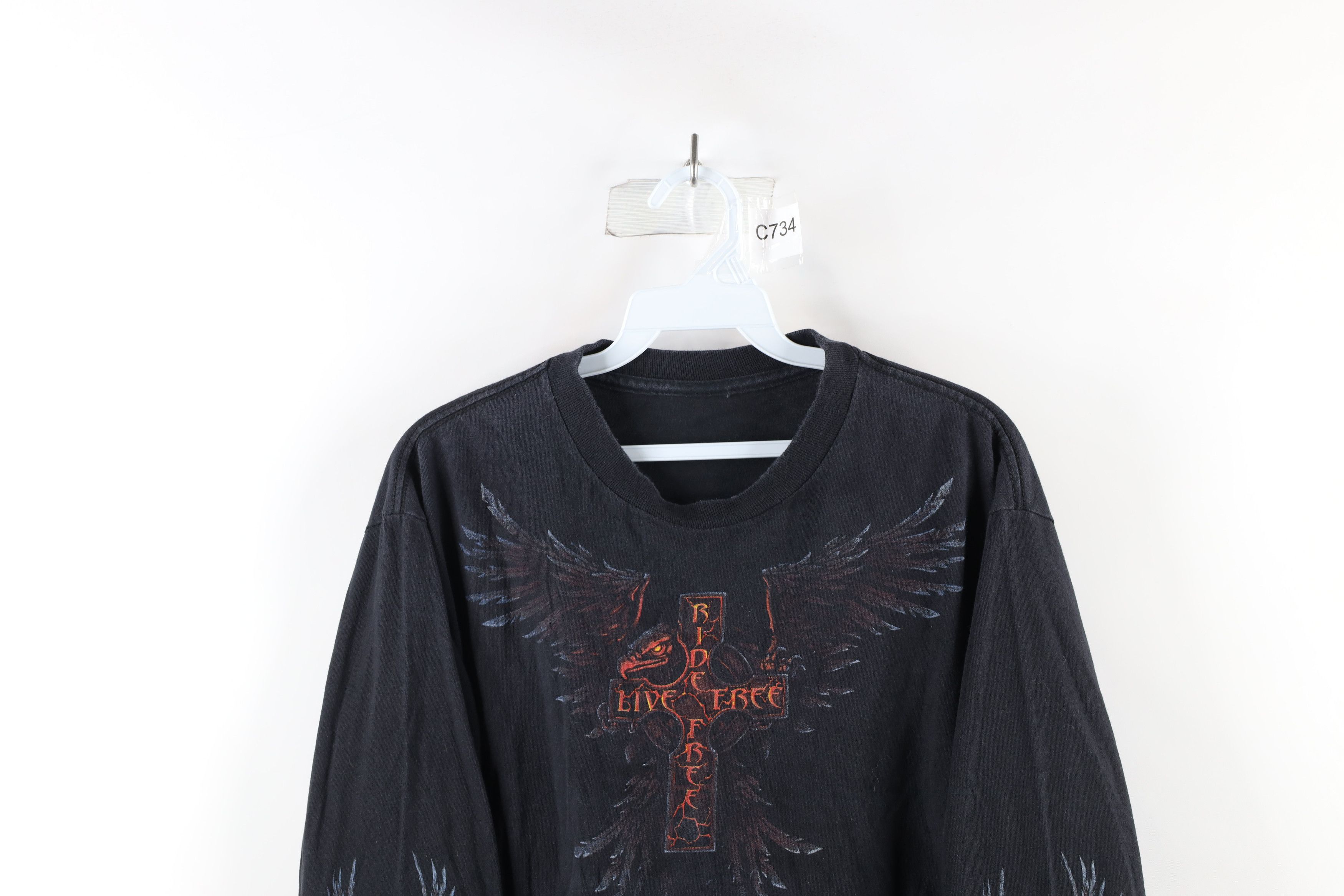 Vintage Vintage Y2K Streetwear Cross Motorcycle Long Sleeve T-Shirt Size US M / EU 48-50 / 2 - 2 Thumbnail