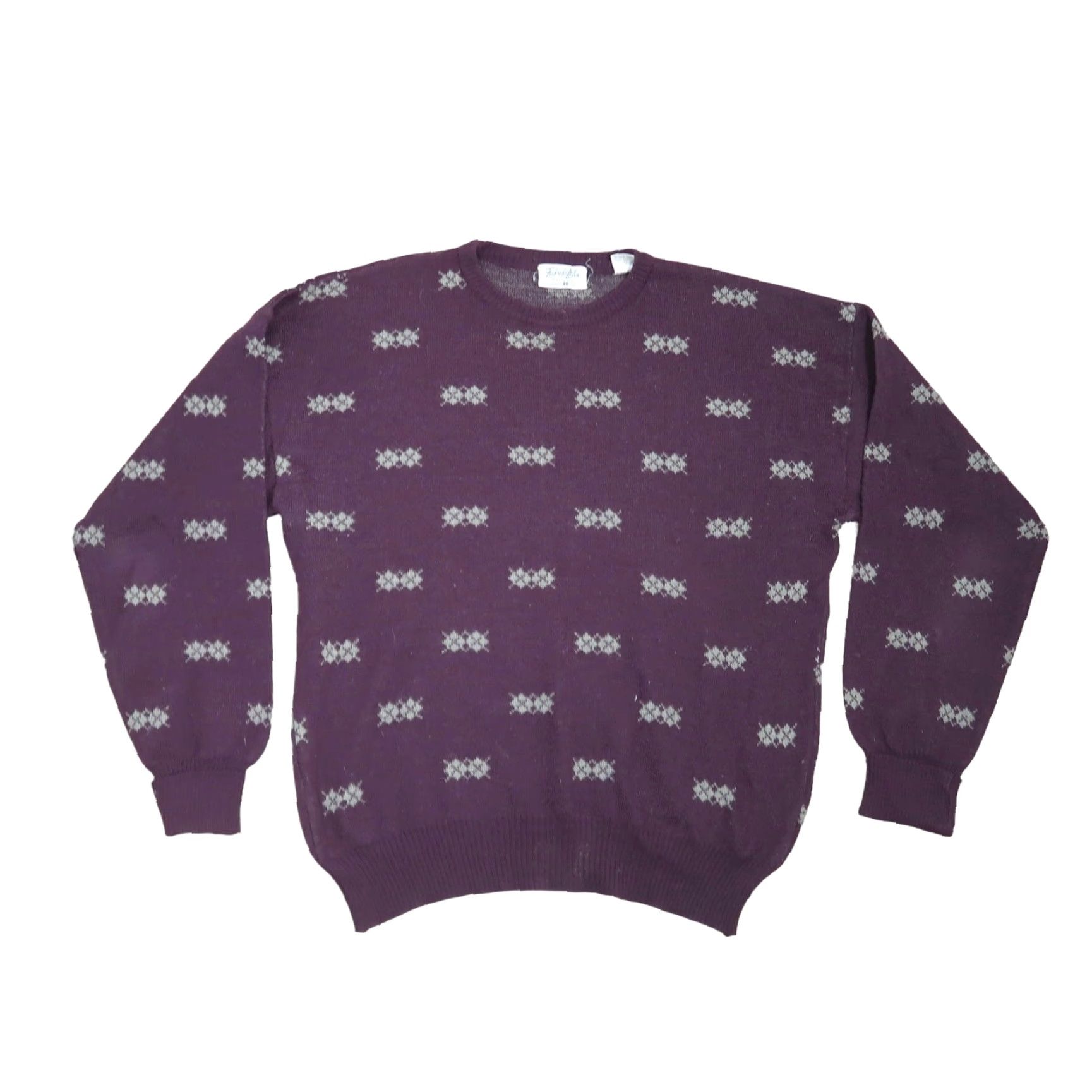 Vintage VINTAGE Frederick & Nelson Plum Purple Argyle Wool Blend Sweater Men L Crew Neck Pullover Size L Size US L / EU 52-54 / 3 - 2 Thumbnail