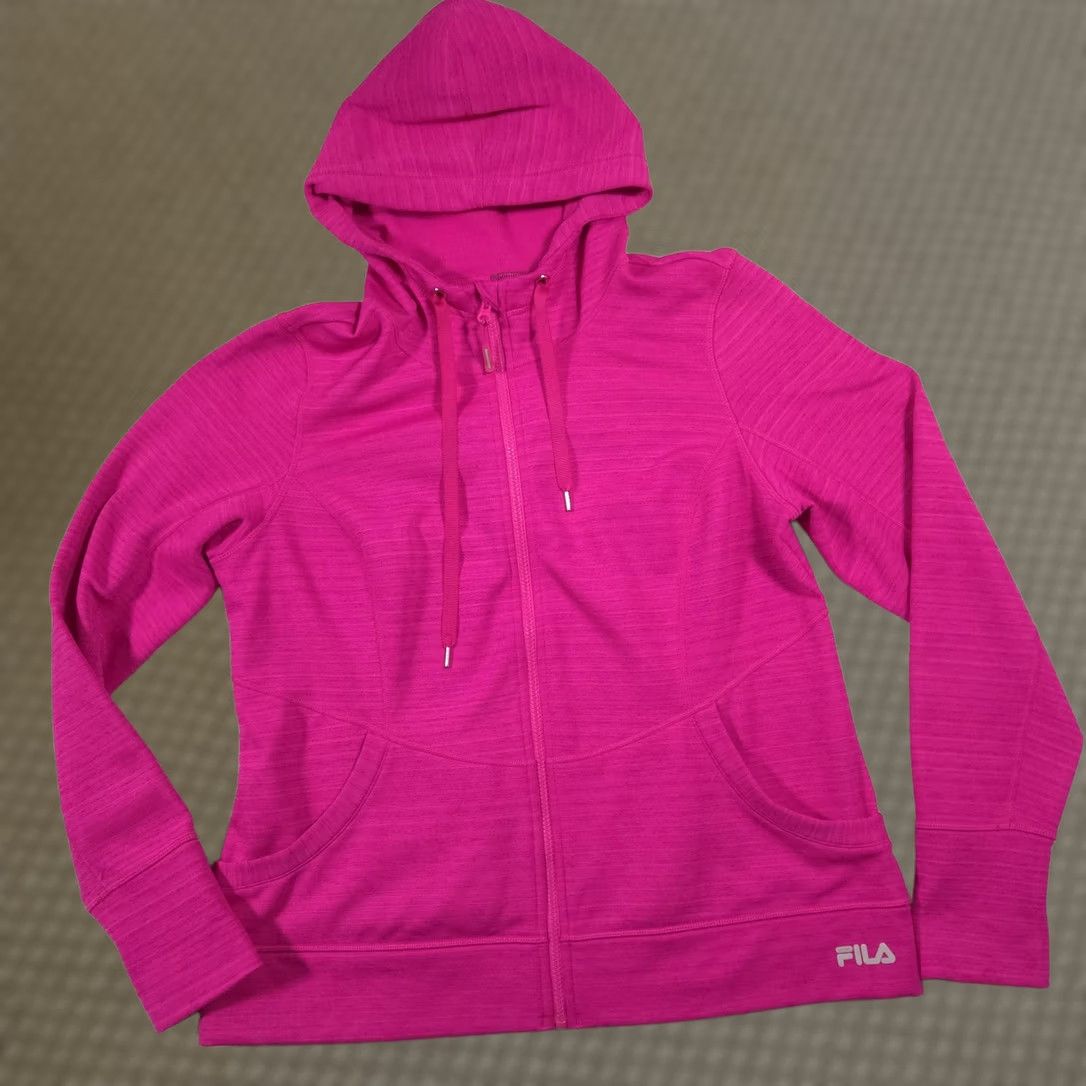 Fila Fila Sport Hoodie Womens XL Pink Fleece Full Zip Pockets Logo Lined Stretch Size XL / US 12-14 / IT 48-50 - 1 Thumbnail