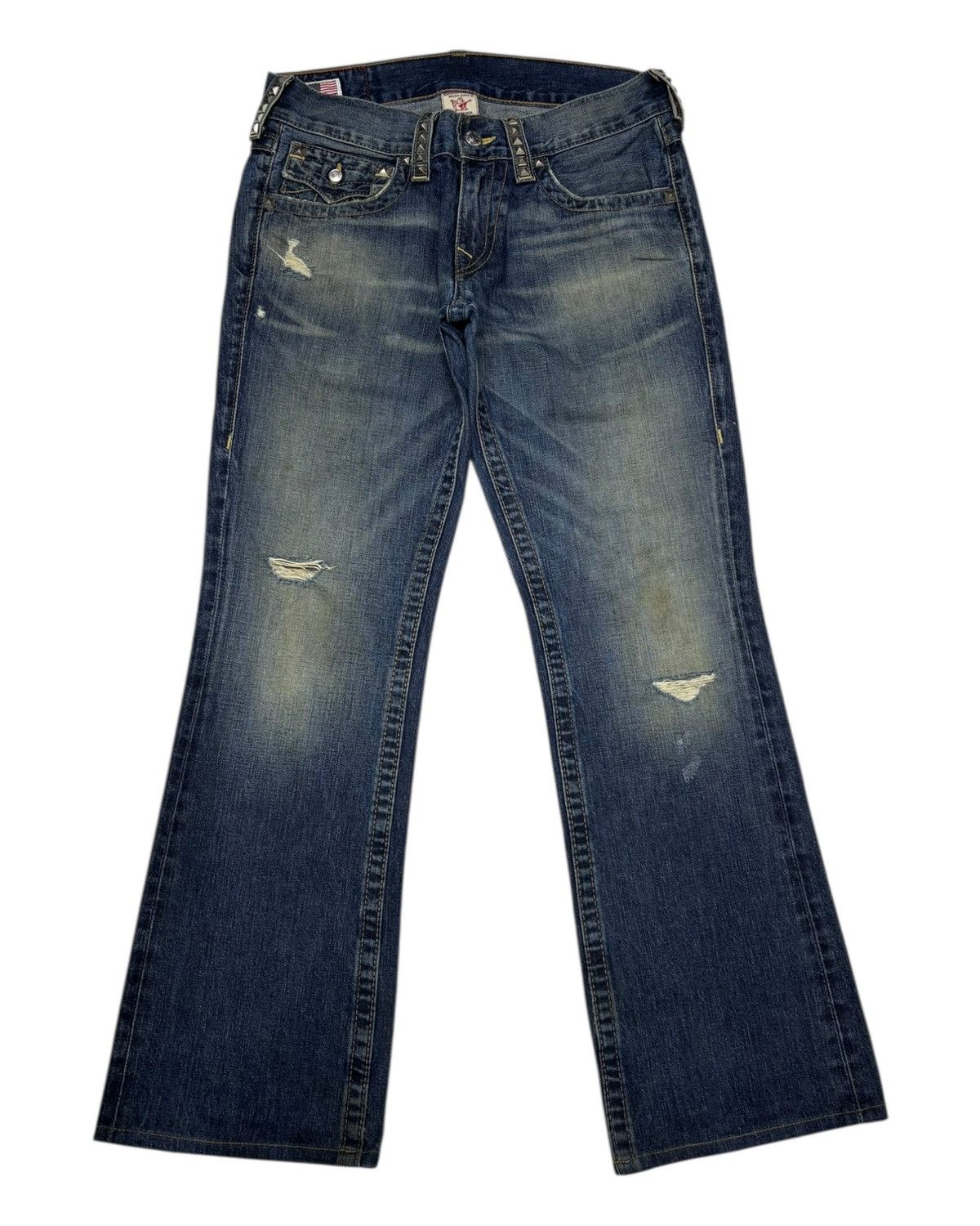 Hysteric Glamour × Le Grande Bleu (L.G.B.) × True Religion TRUE RELIGION METAL STUDDED FLARE JEANS BOOTCUT BILLY Size US 32 / EU 48 - 1 Thumbnail
