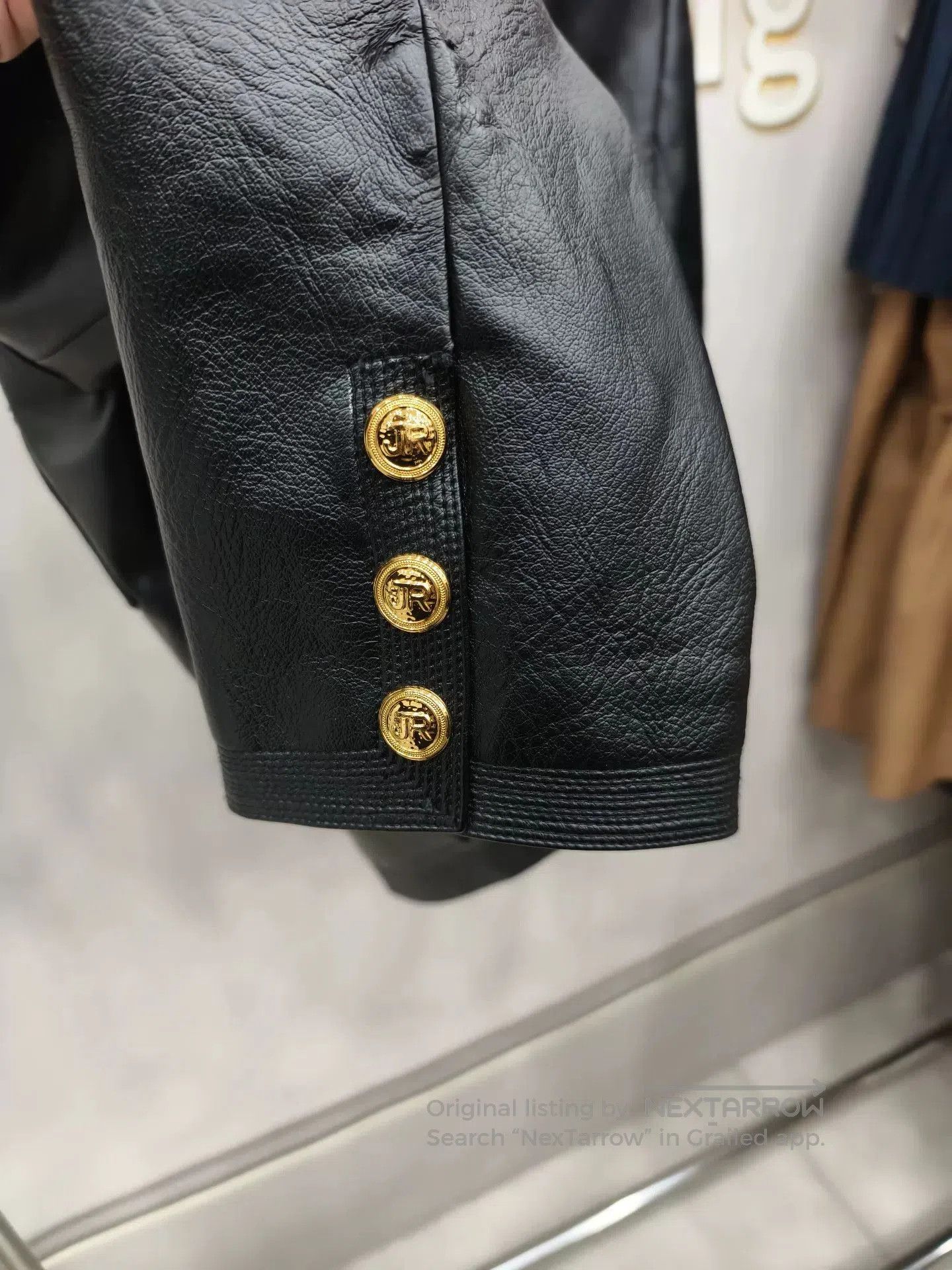 Japanese Brand Black Leather Jacket with Gold Accents. Size M / US 6-8 / IT 42-44 - 8 Thumbnail