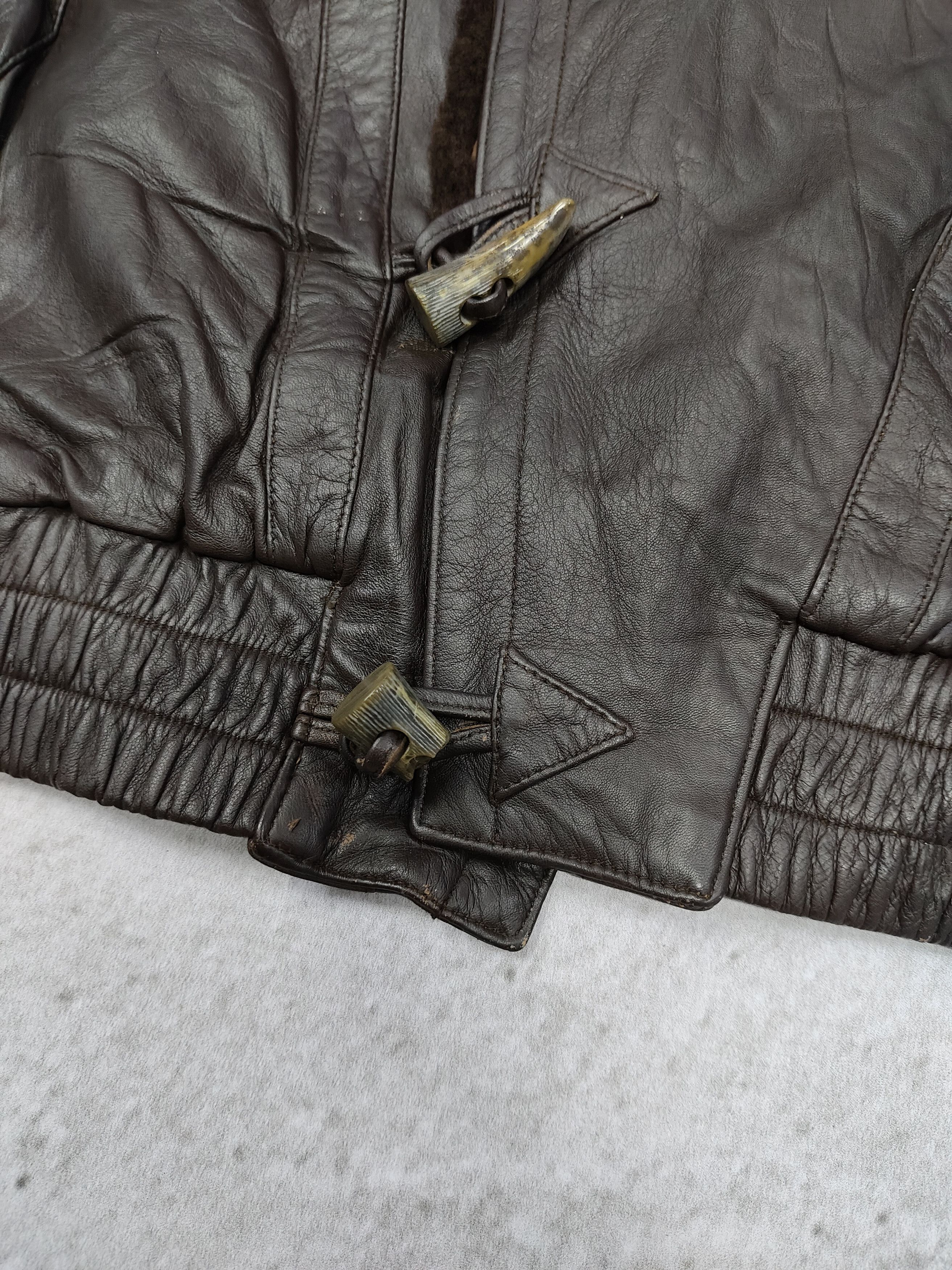 Vintage 80s Desca Ggeri🇮🇹 Pleated Panel Fur Collar Leather Bomber Size US L / EU 52-54 / 3 - 5 Thumbnail