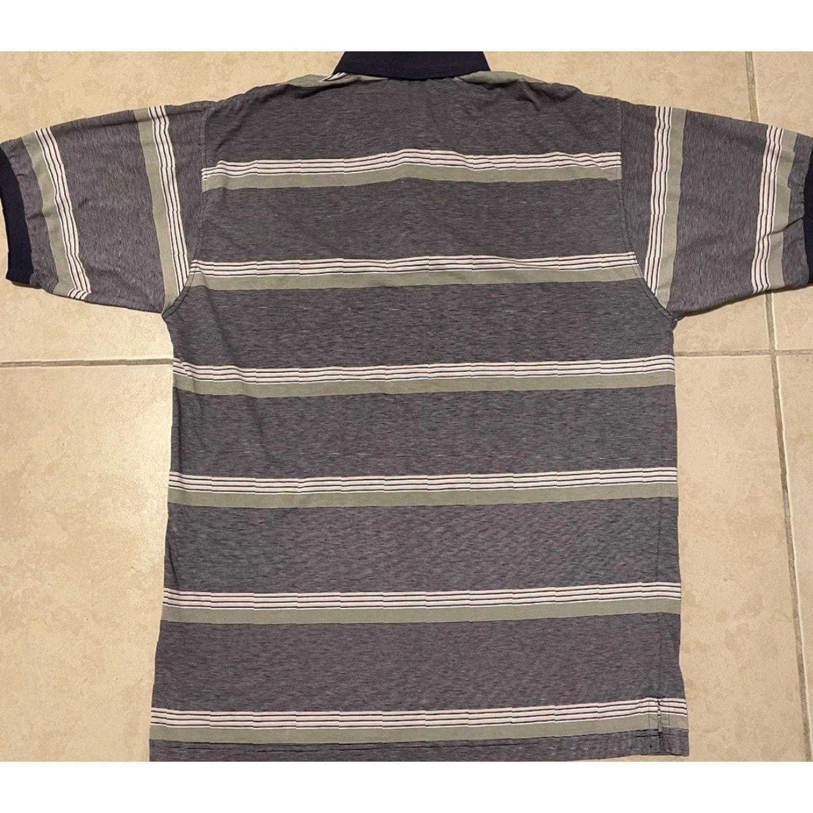 Vintage Vtg 80s 90s Faded Striped Polo Shirt L Blue AOP Surf Skate Grunge Vaporwave OP Men Rugby Short Sleeve Vintage Shirt Size US L / EU 52-54 / 3 - 4 Thumbnail