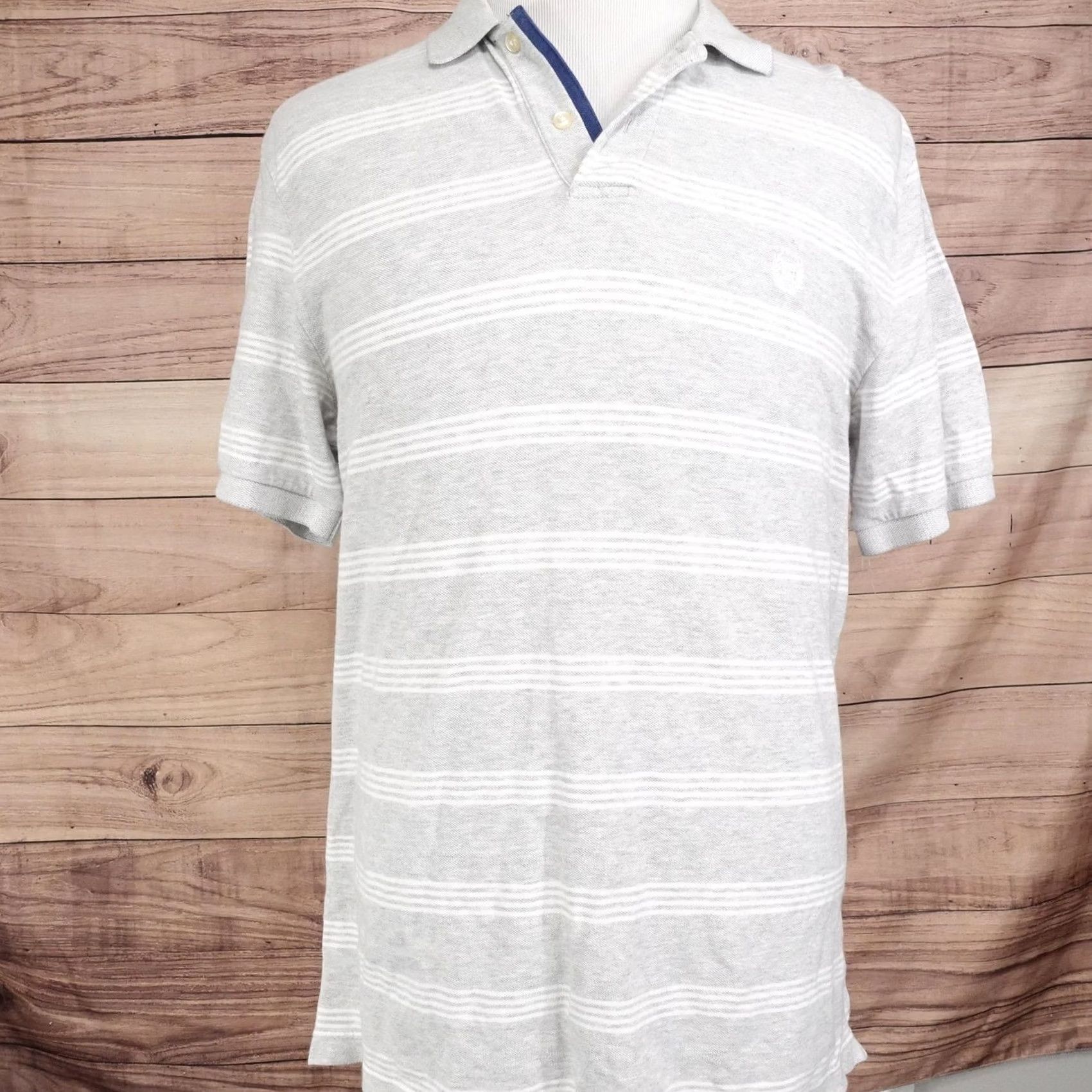 Chaps Chaps Polo Shirt Mens L Gray Striped Short Sleeve 100% Cotton Natural Stretch Polo Shirt Mens L Gray Striped Short Sleeve Size US L / EU 52-54 / 3 - 3 Thumbnail