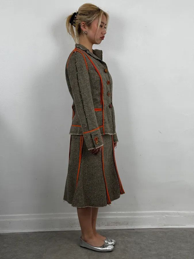 Moschino Moschino Beige Wool & Contrast Orange Trim Skirt & Blazer Set Size M / US 6-8 / IT 42-44 - 5 Thumbnail