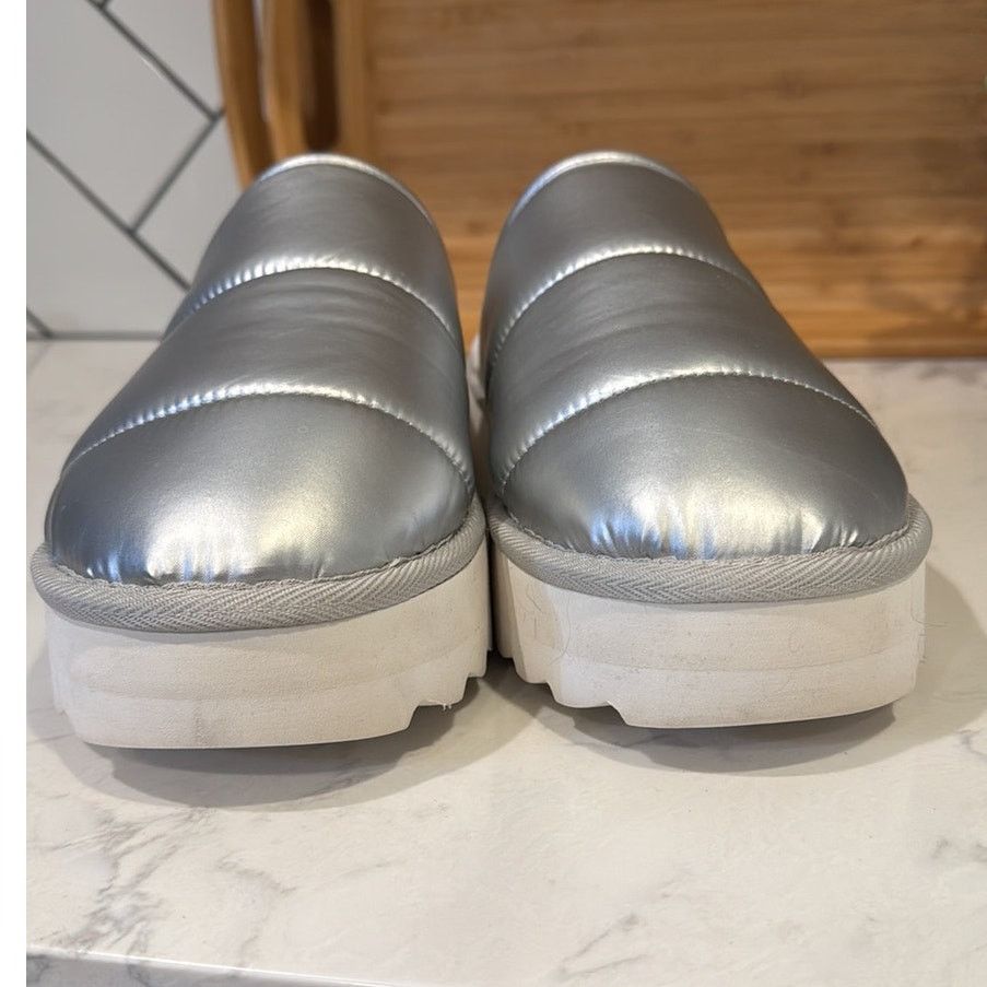 Anthropologie Anthropologie Maeve Puffy Platform Slipper Shoes Silver Size US 10 / IT 40 - 5 Thumbnail
