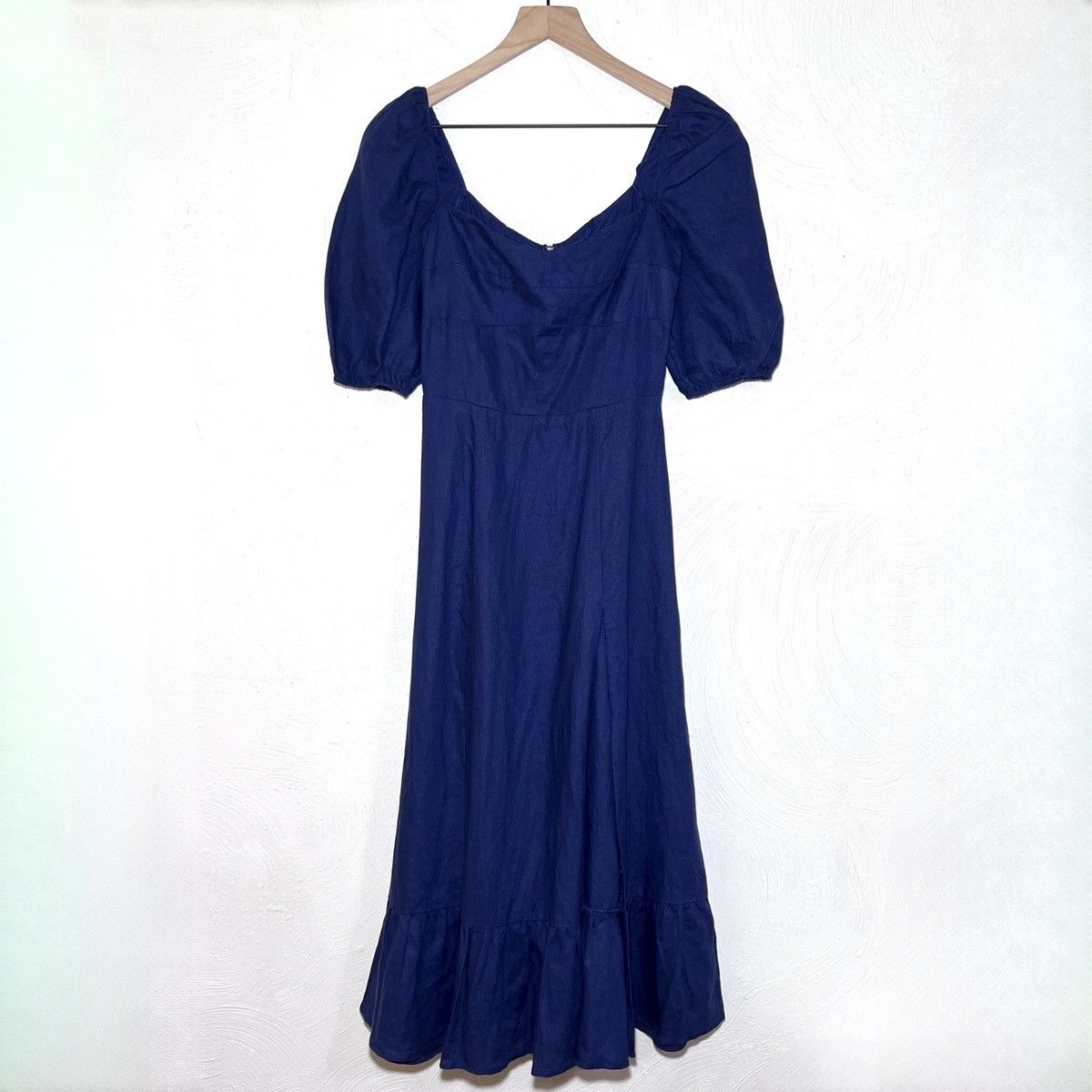 image of Reformation Belgium Linen Midi Dress In Danube in Blue, Women's (Size XS)