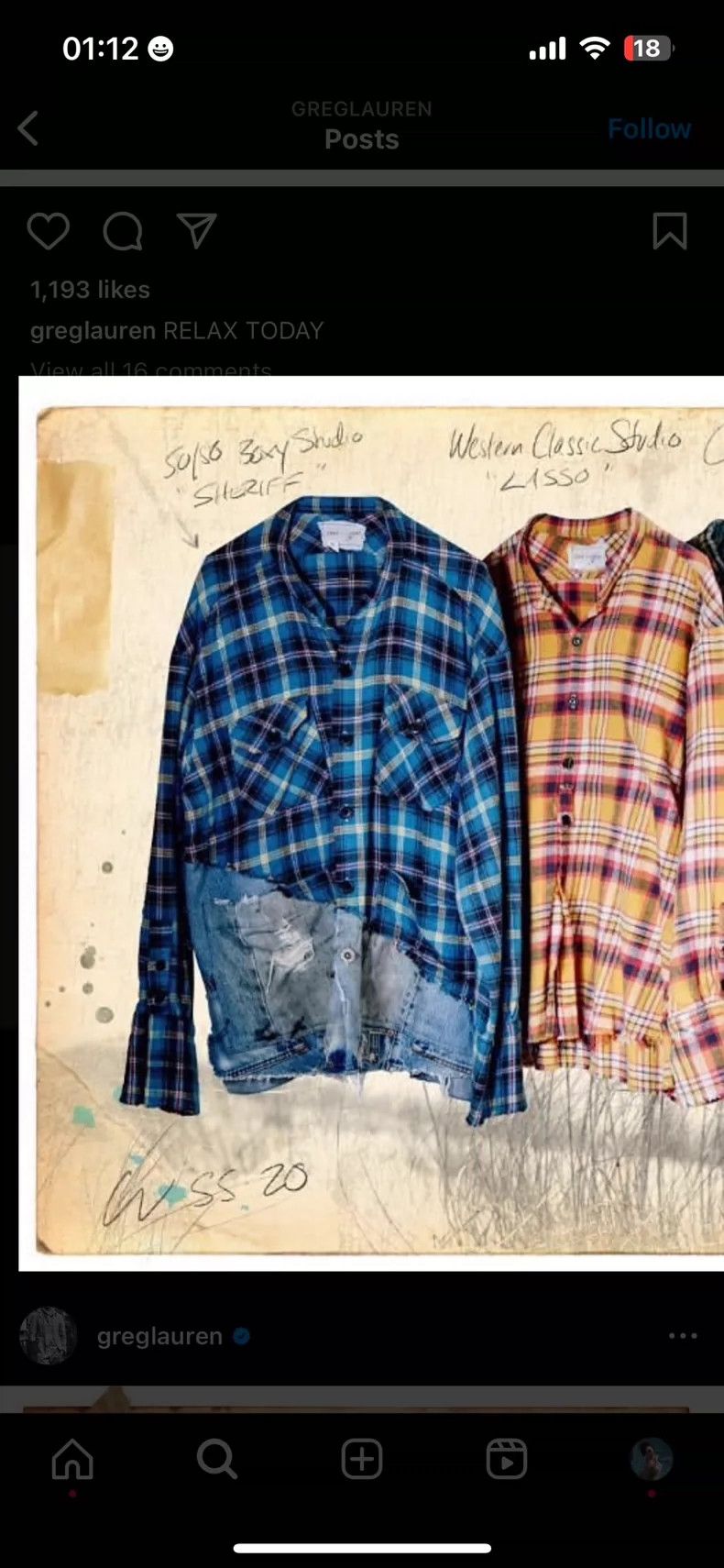 Greg Lauren greg lauren size 4 Splicing denim plaid shirt 2506-Nextarr Size US XL / EU 56 / 4 - 3 Thumbnail