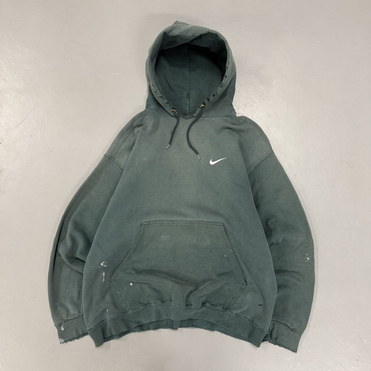 90s Faded Distressed Green Nike Hoodie