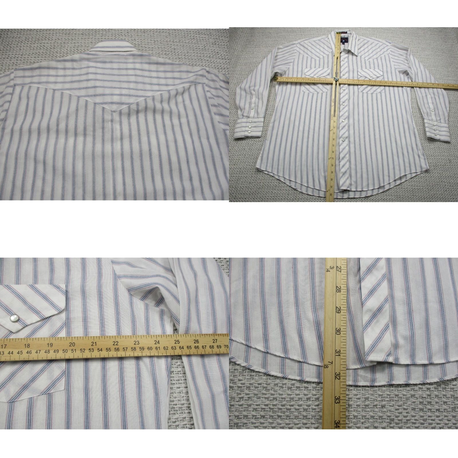 Vintage VTG Rock Creek Ranch Western Shirt Mens 17X34 Pearl Snap White Striped Cowboy Size US XL / EU 56 / 4 - 8 Thumbnail