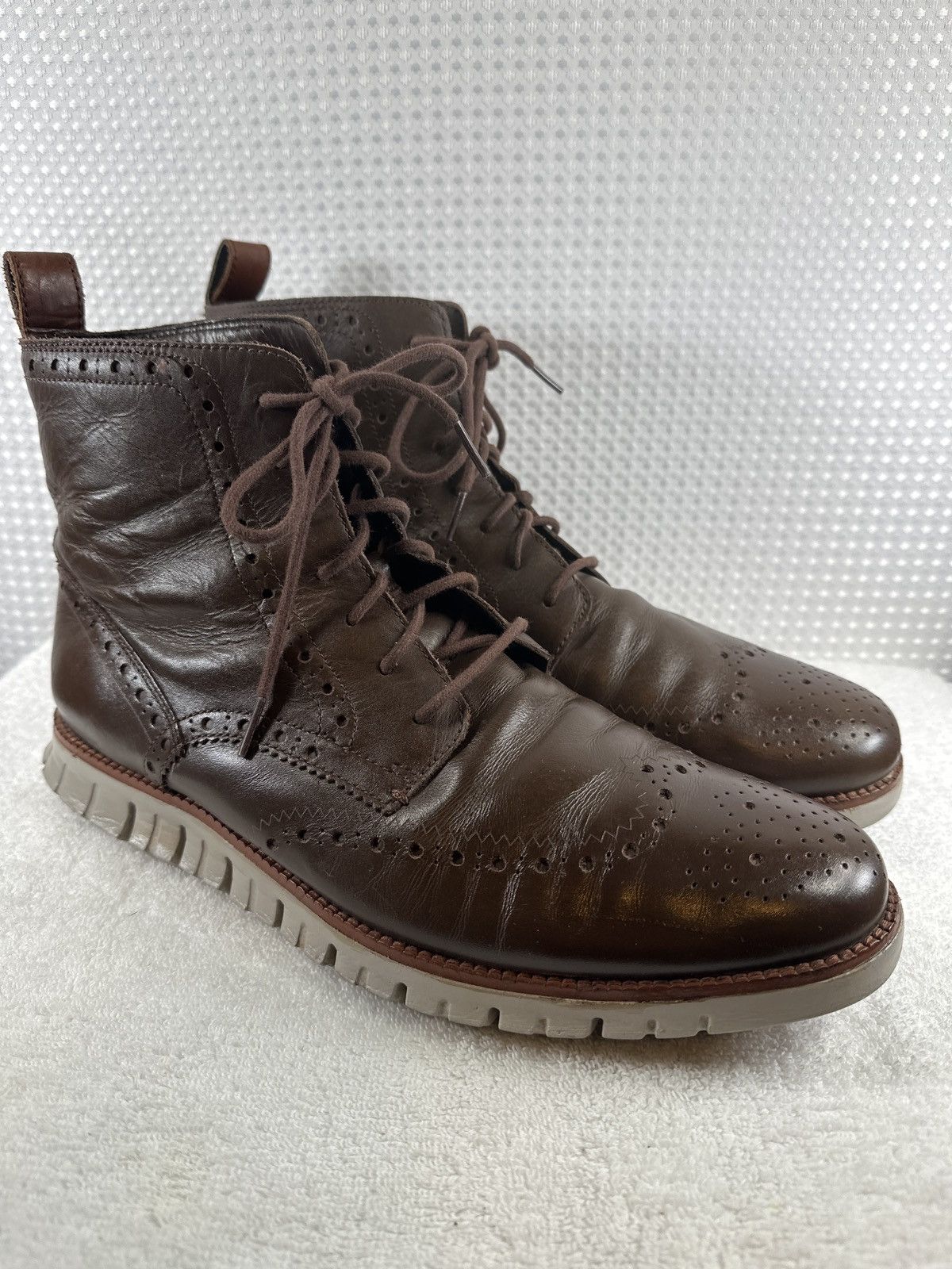 Cole Haan Cole Haan Wingtip Leather Water Resistant Brown Boots Size US 12 / EU 45 - 2 Thumbnail